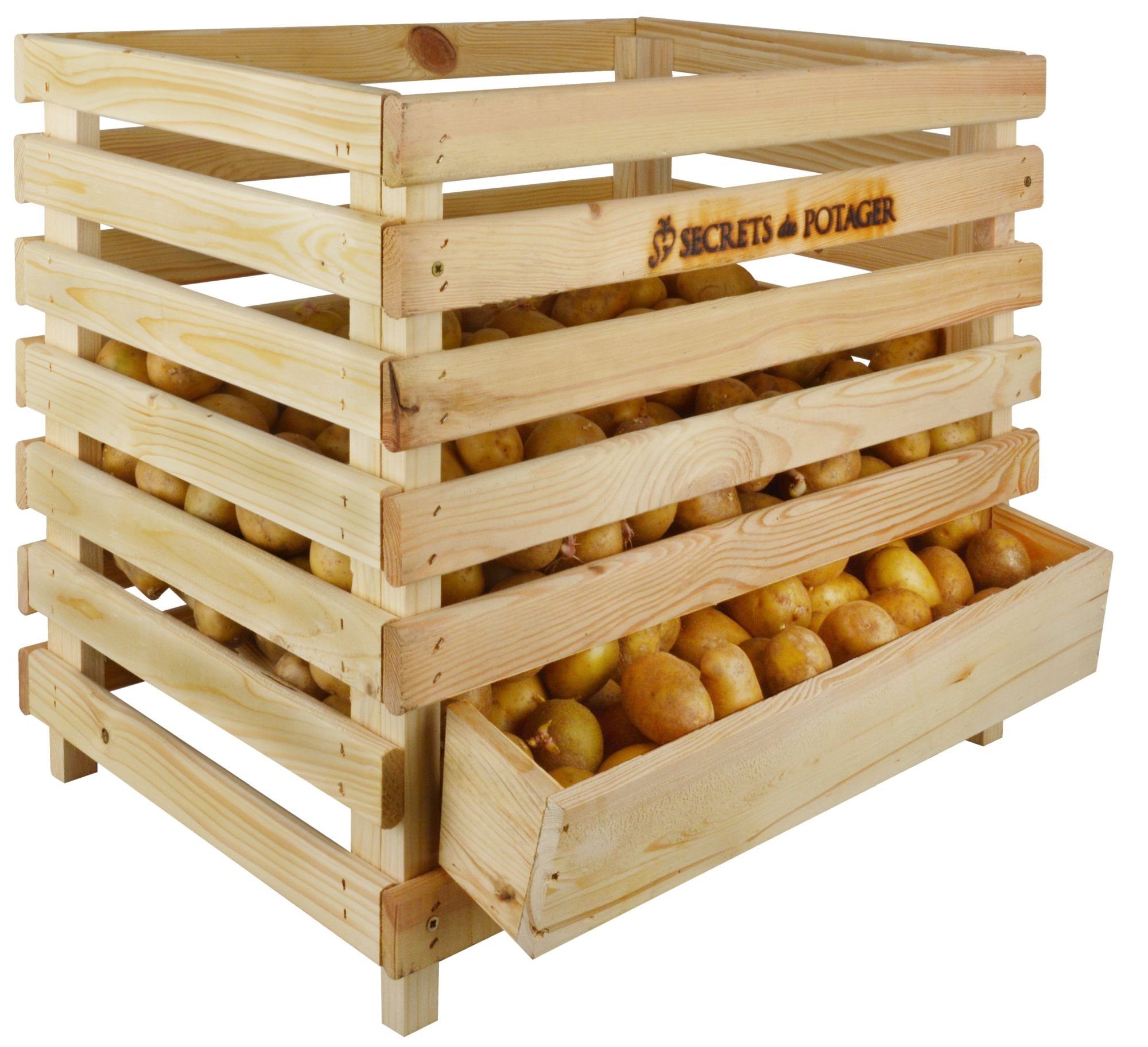 esschert design Kartoffelkiste, Aufbewahrungskiste, stapelbar aus Kiefer, 59.5 x 47 x 49.3 cm