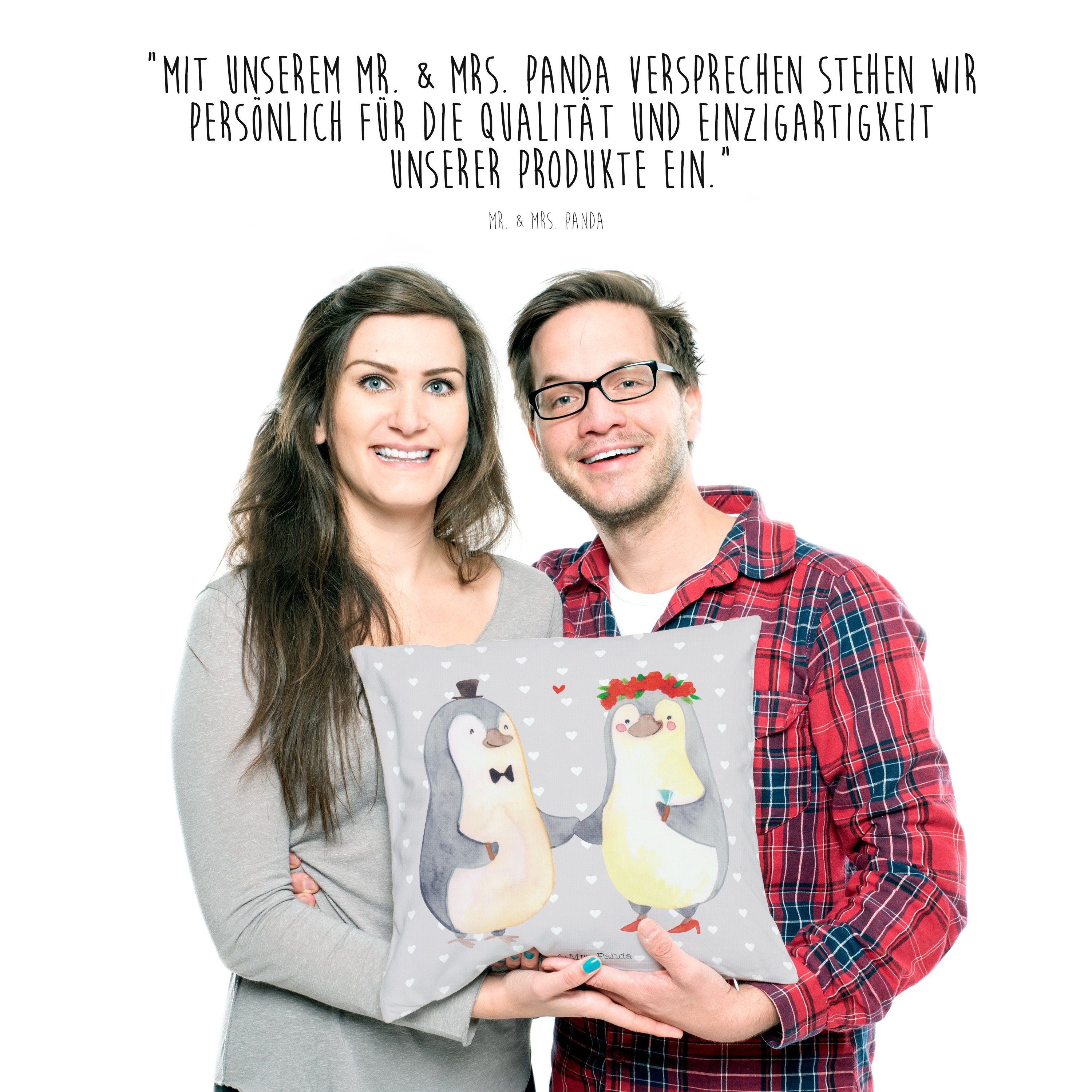 & Grau Pinguin Pastell Heirat Jahrestag, Braut, - Mrs. Mr. Dekokissen Kopfkisse Panda Geschenk, -