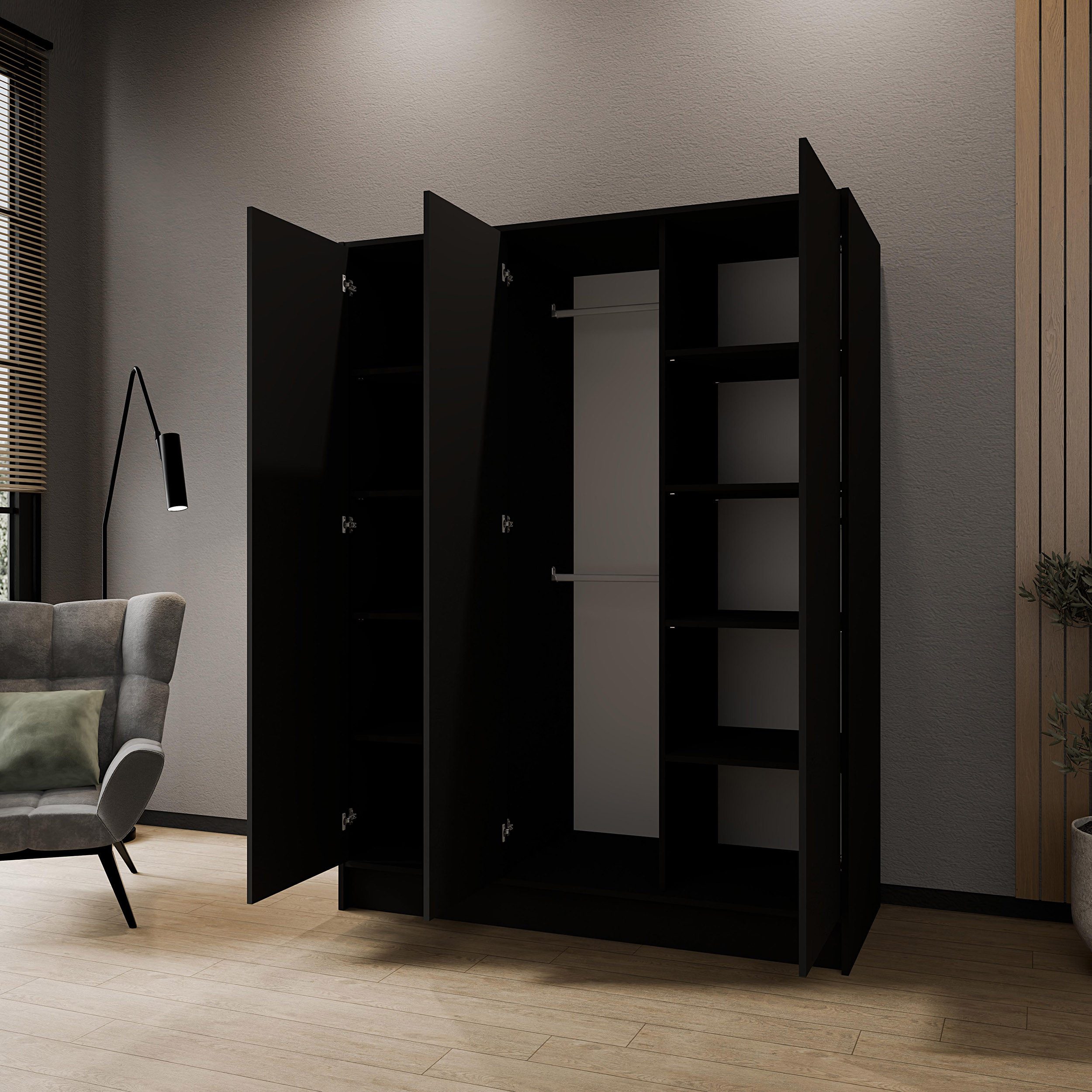 Beautysofa Kleiderschrank Gava moderne Schlichtheit und funktionale Eleganz (Schrank mit flexibel konfigurierbar, TIP-ON Öffnungssystem) Breiten zur Auswahl: 100 cm, 150 cm oder 200 cm