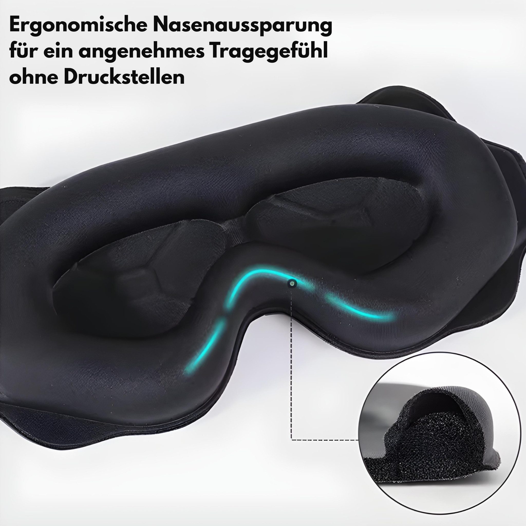 HS.SUPPLY Schlafmaske 3D Schlafmaske – Lichtdicht & ultrabequem, Maximal lichtdicht