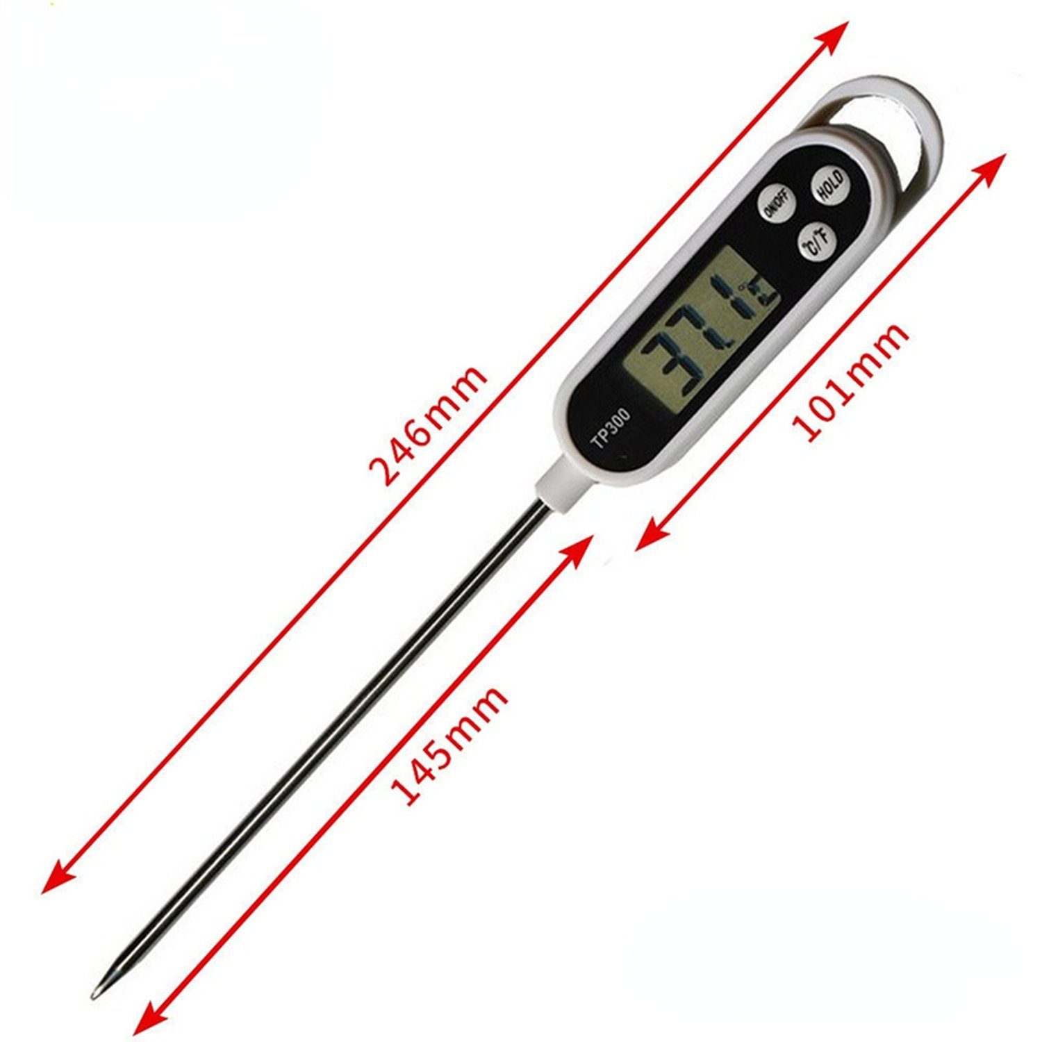 Olotos Kochthermometer Digital LCD Thermometer Bratenthermometer Fleischthermometer, Küchenthermometer für Küche, Kochen, Grill, BBQ, Lebensmittel, Fleisch