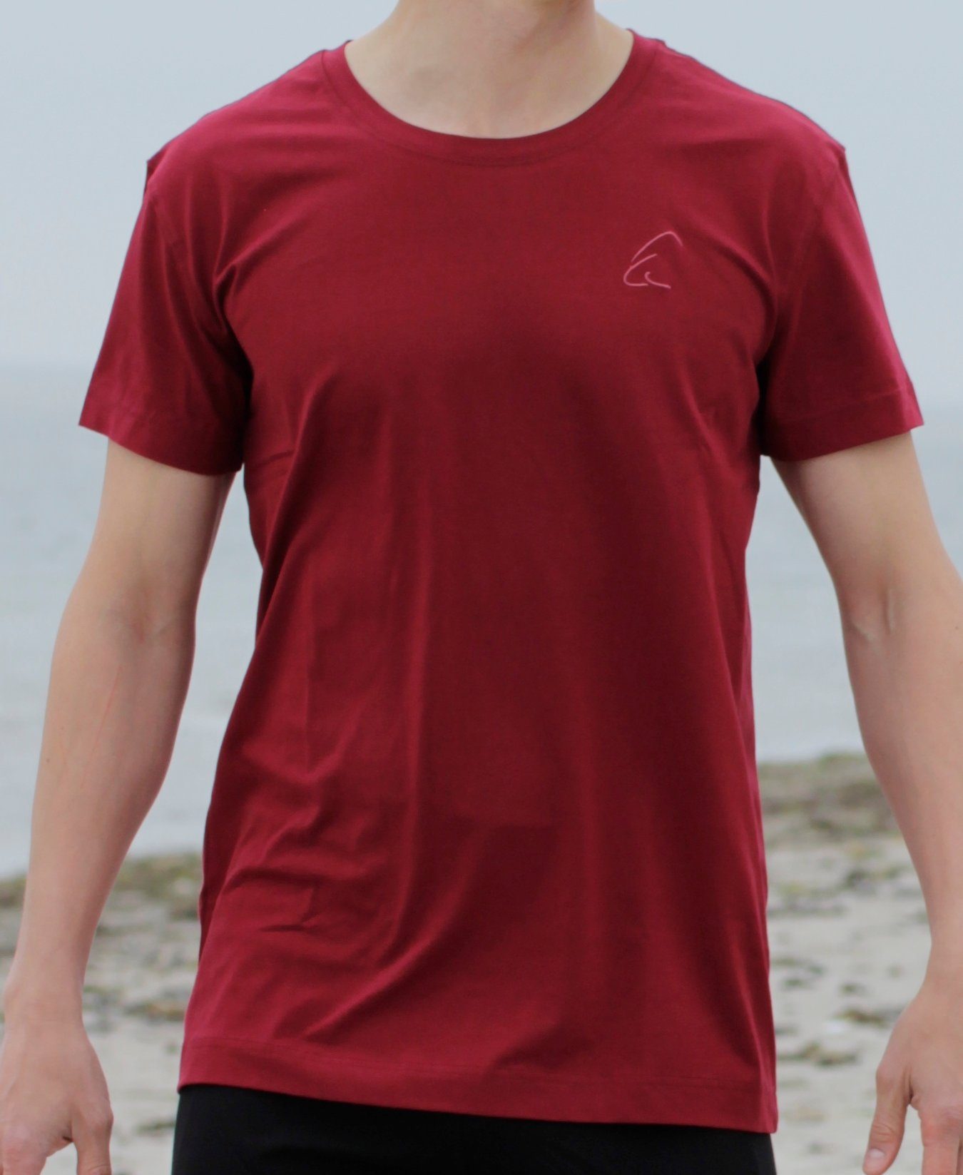Herren leicht geeignet Sommer kühlend, auch unisex, für Bhaalu T-Shirt gut im Yogashirt Granatrot ESPARTO