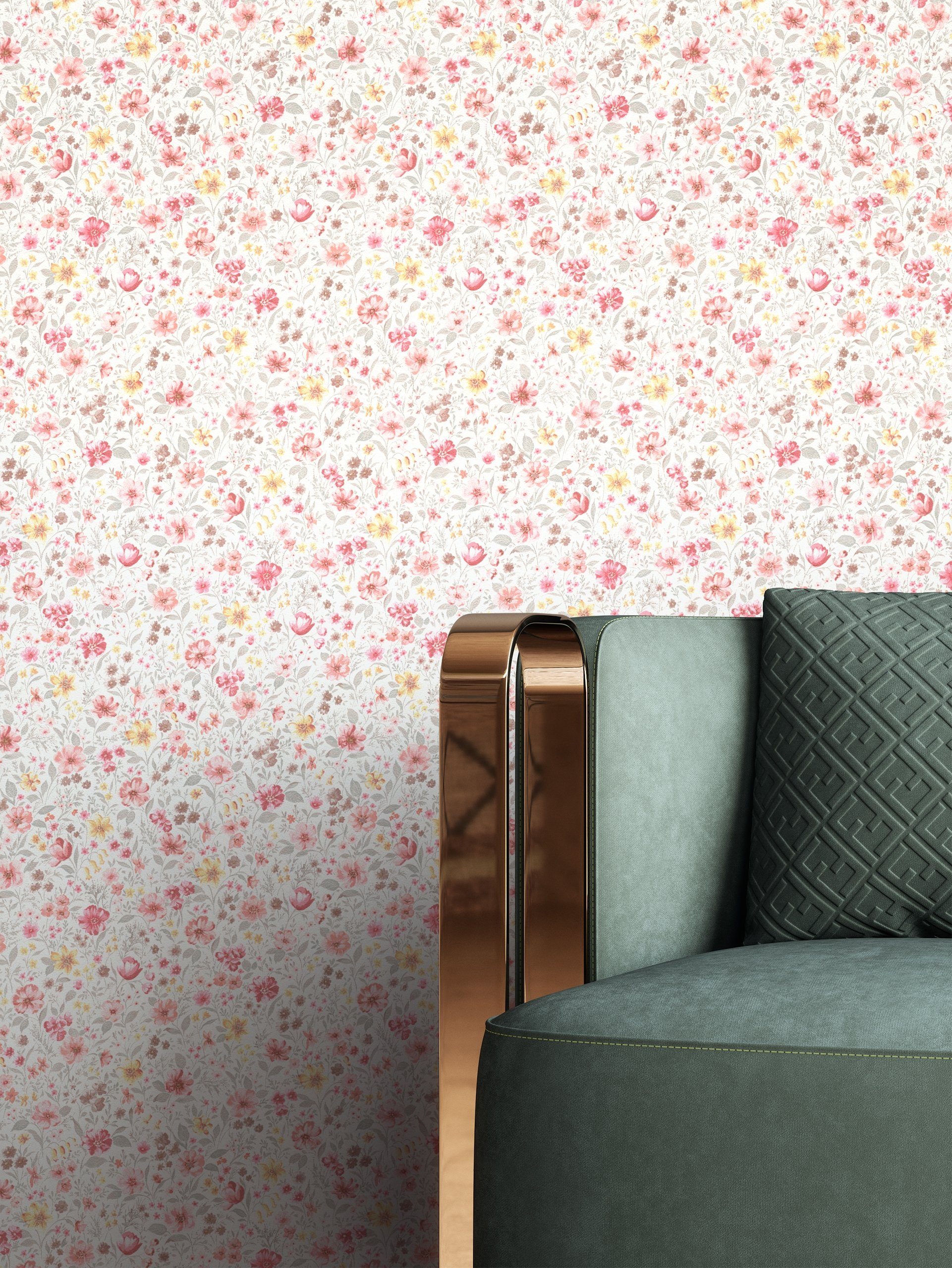 Newroom Vliestapete, Weiß Tapete Landhaus Blumen günstig online kaufen