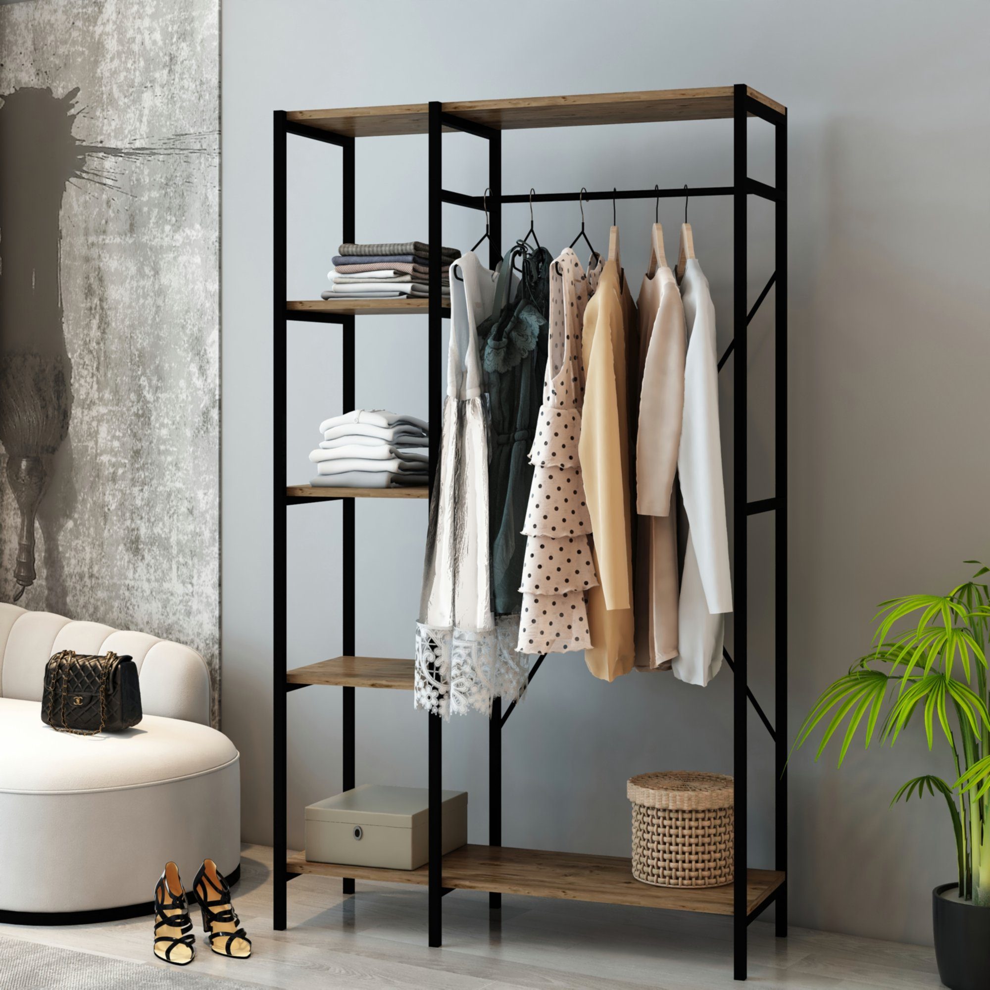 OIRUMIE Moderne Garderobe Mit Natürlichem Marmorso Produktbild-Vorschau 4