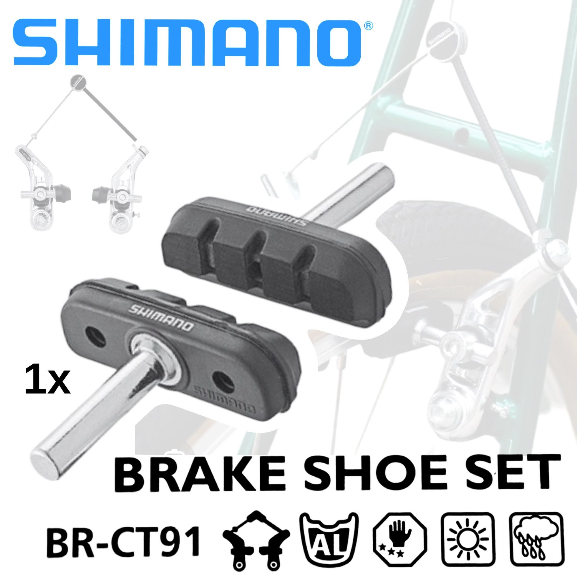 Shimano Felgenbremse Shimano Bremsschuh für BR-CT91 Fahrrad Retro Cantilever Bremsbeläge
