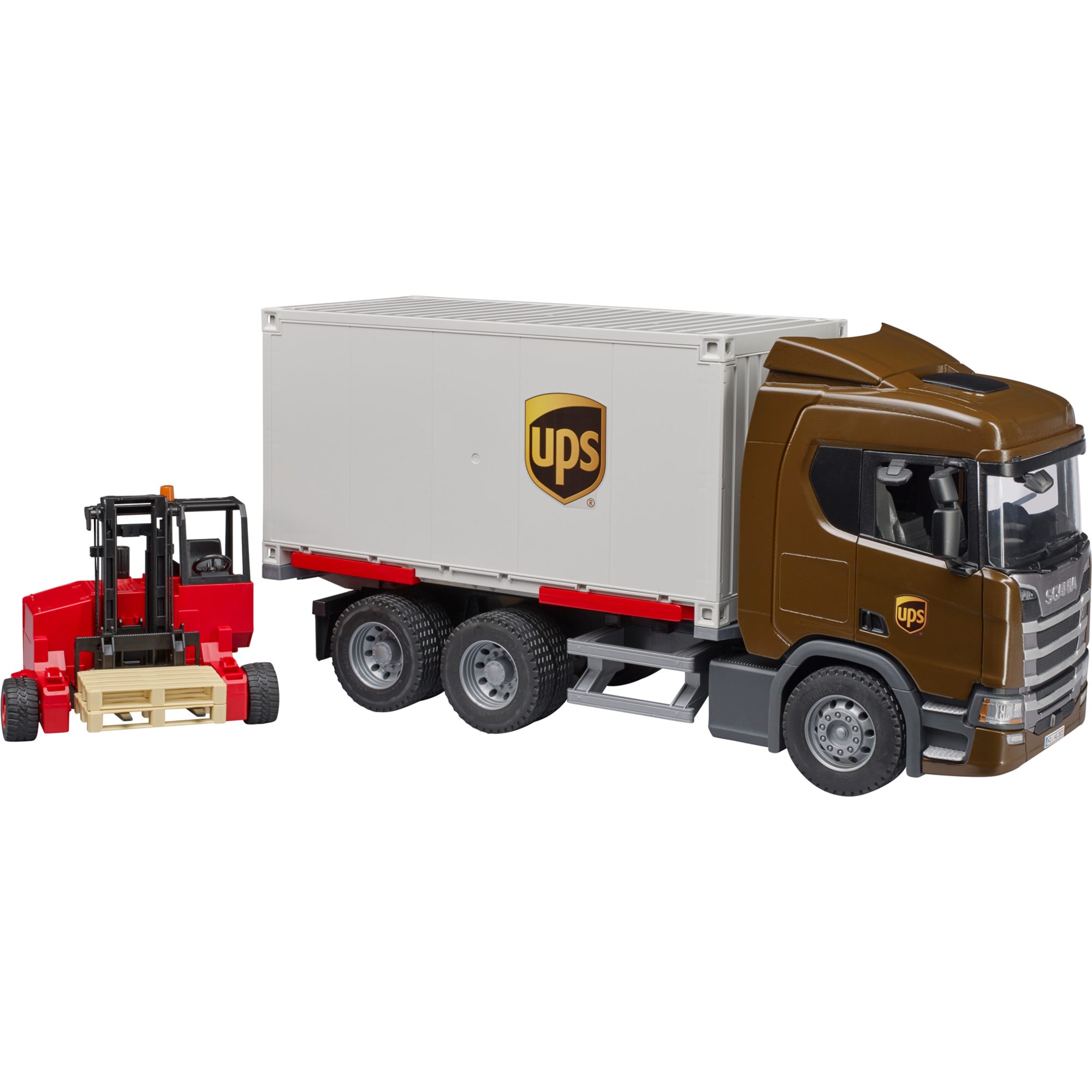 Bruder® Spielzeug-Baumaschine bruder Scania Super 560R Logistik LKW mit Mitnahmestapler