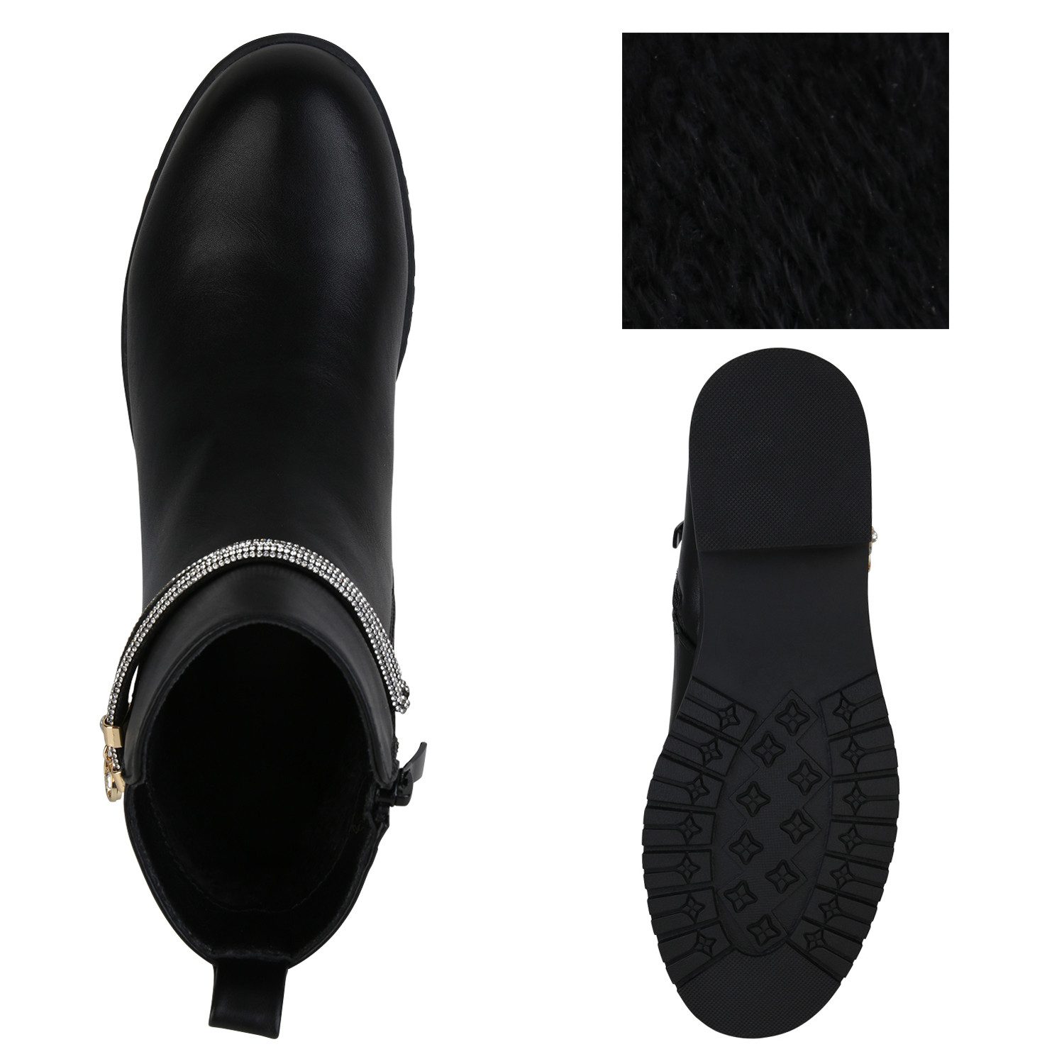 VAN HILL 840507 Stiefelette Damen Stiefeletten Andrea mit edlem Strassbesatz und Profilsohle – Bild 4 von 4
