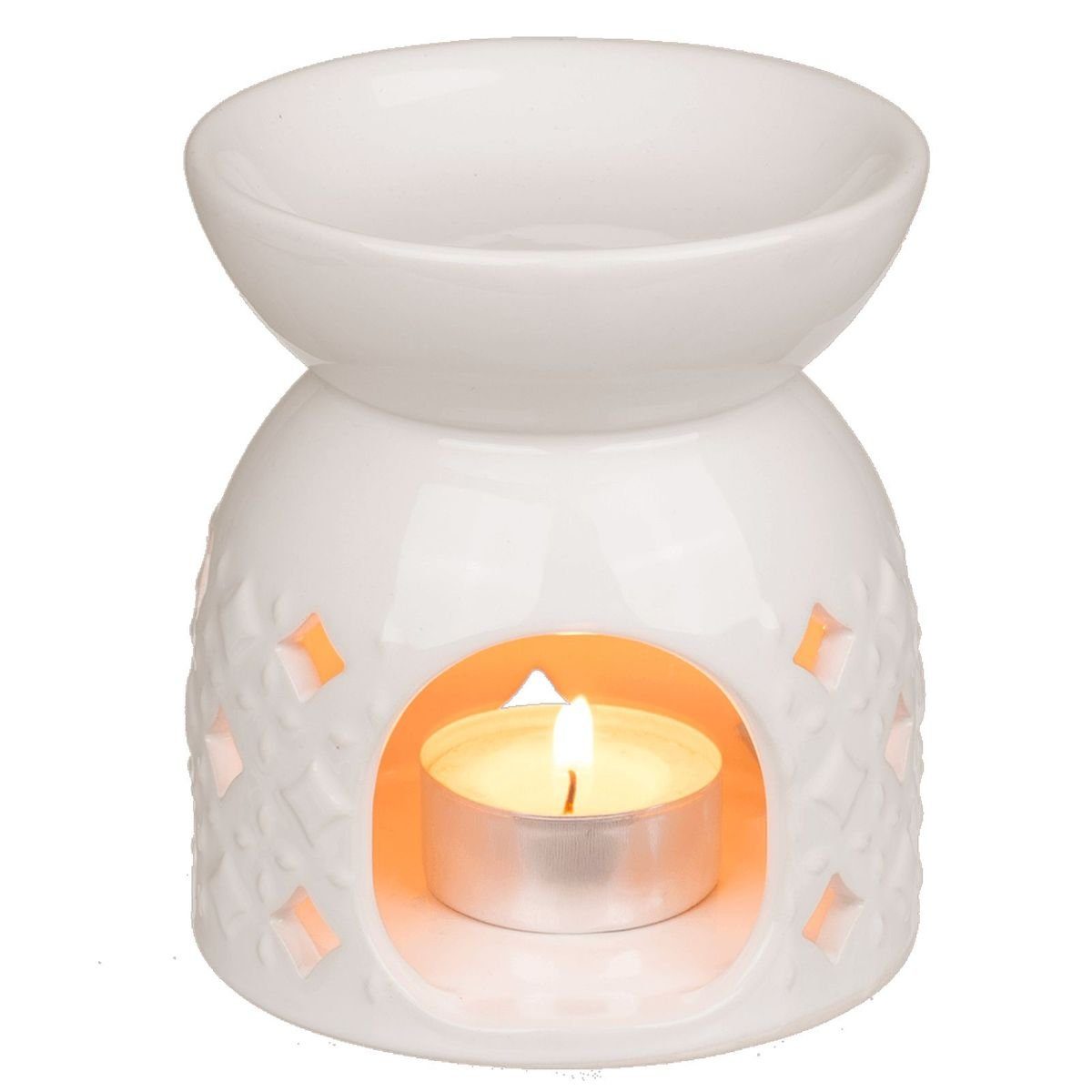 Marabellas Shop Kerzenständer Teelichthalter für Duftaromen ca. 9,5 x 11 cm Aromalampe mit Muster, gemütliches Design