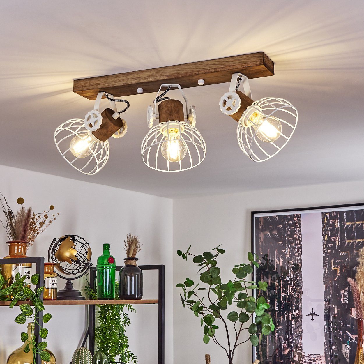 hofstein Deckenleuchte »Cotes« Deckenlampe aus Holz/Metall, günstig online kaufen