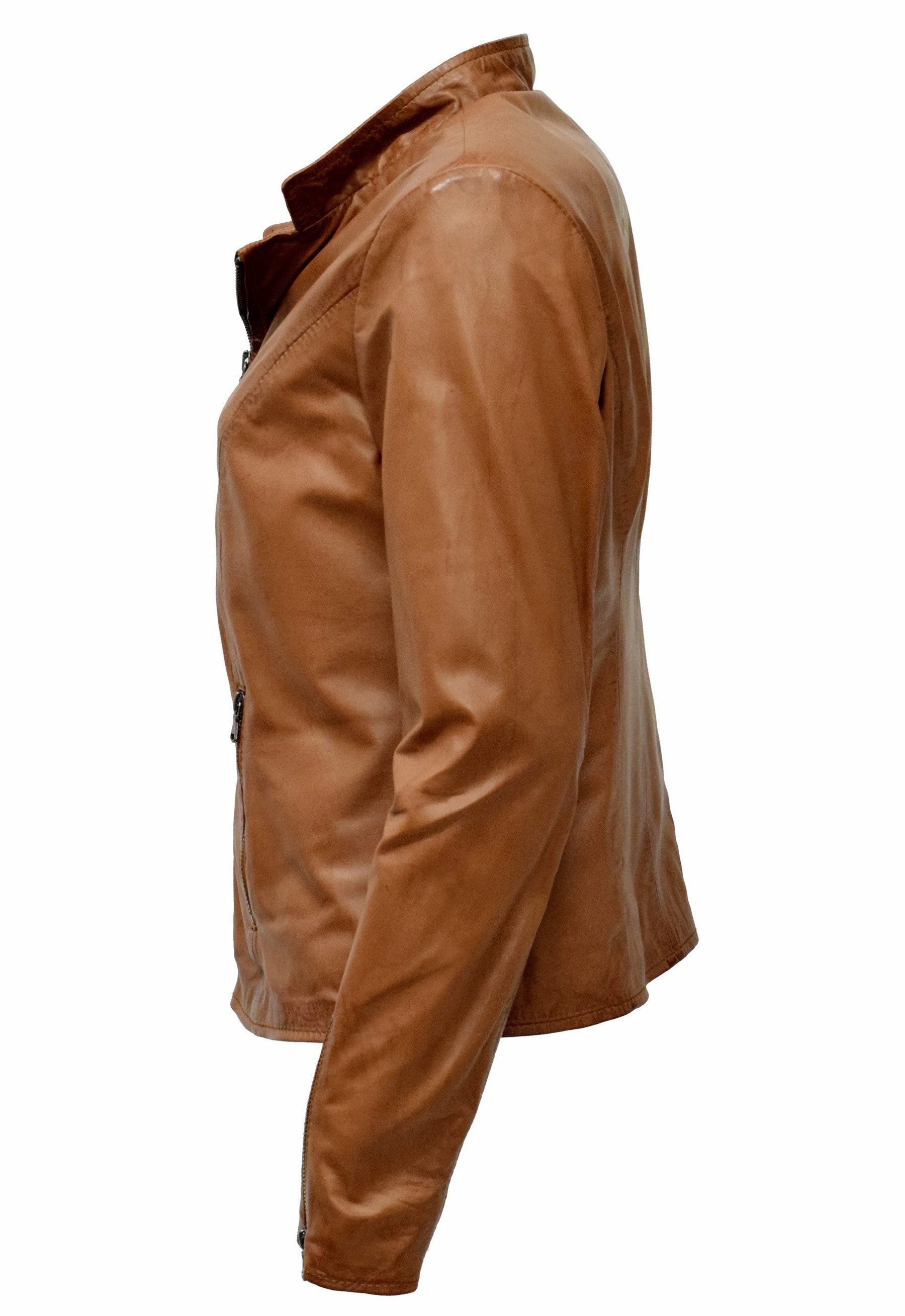 Zimmert Leather Lederjacke Debby weiches Leder, Creme Beige Cognac Braun Sc günstig online kaufen