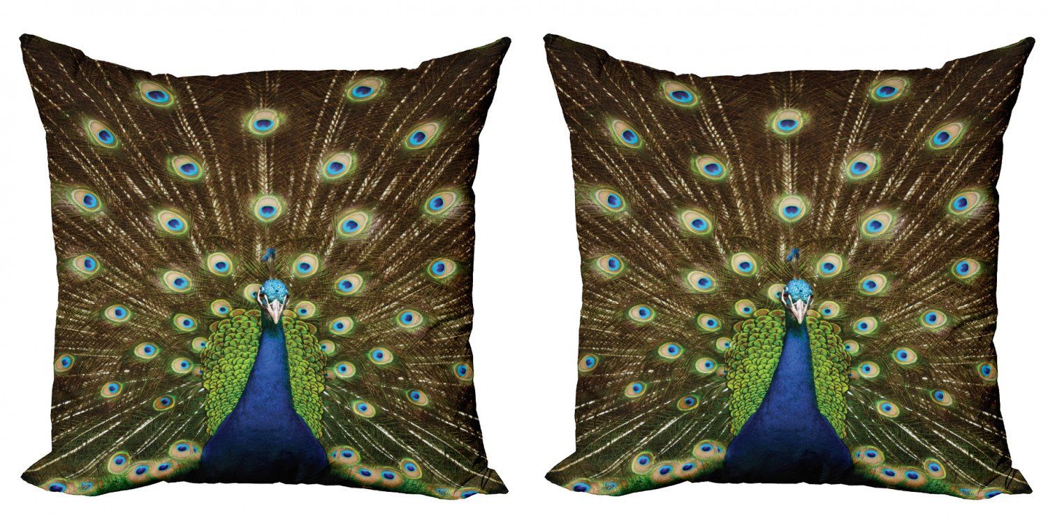 Kissenbezüge Modern Accent Doppelseitiger Digitaldruck, Abakuhaus (2 Stück), Bunt Peacock mit Federn