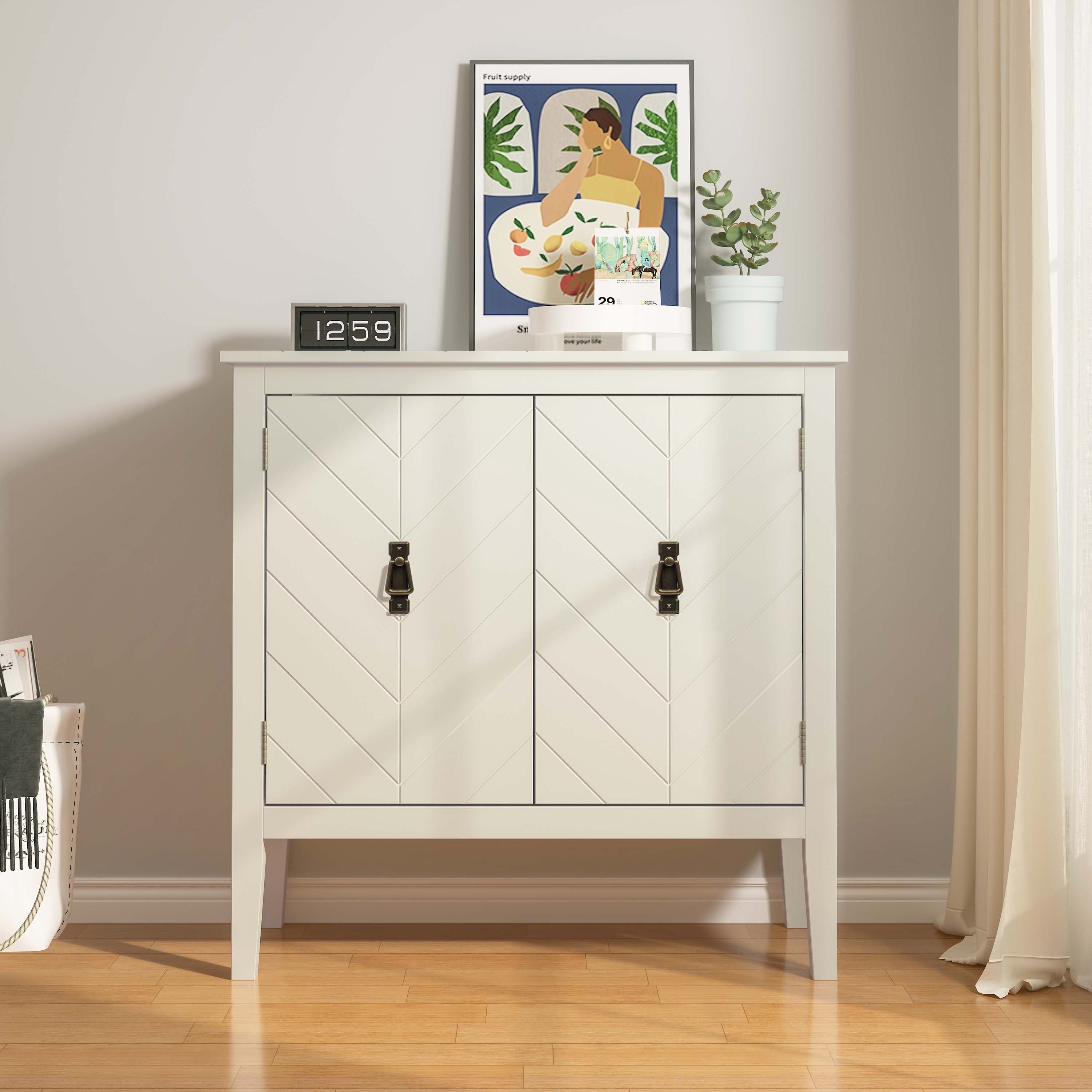 OKWISH Anrichte Schließfächer Küchenschrank Sideboard Flurschrank Kommode (mit Griffe)