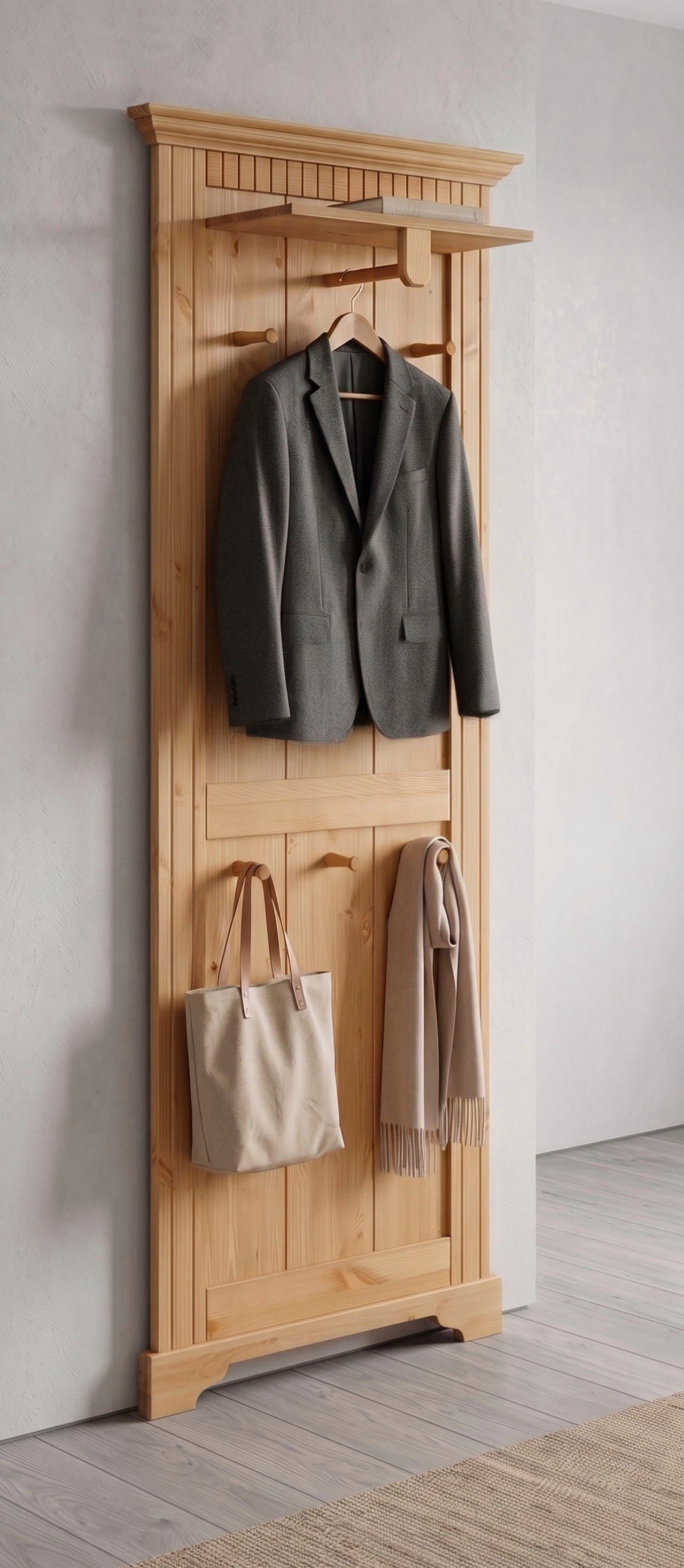 OTTO home Garderobenpaneel Rustic, aus massiver Kiefer, Höhe 190 cm, mit Ablage, Holzhaken