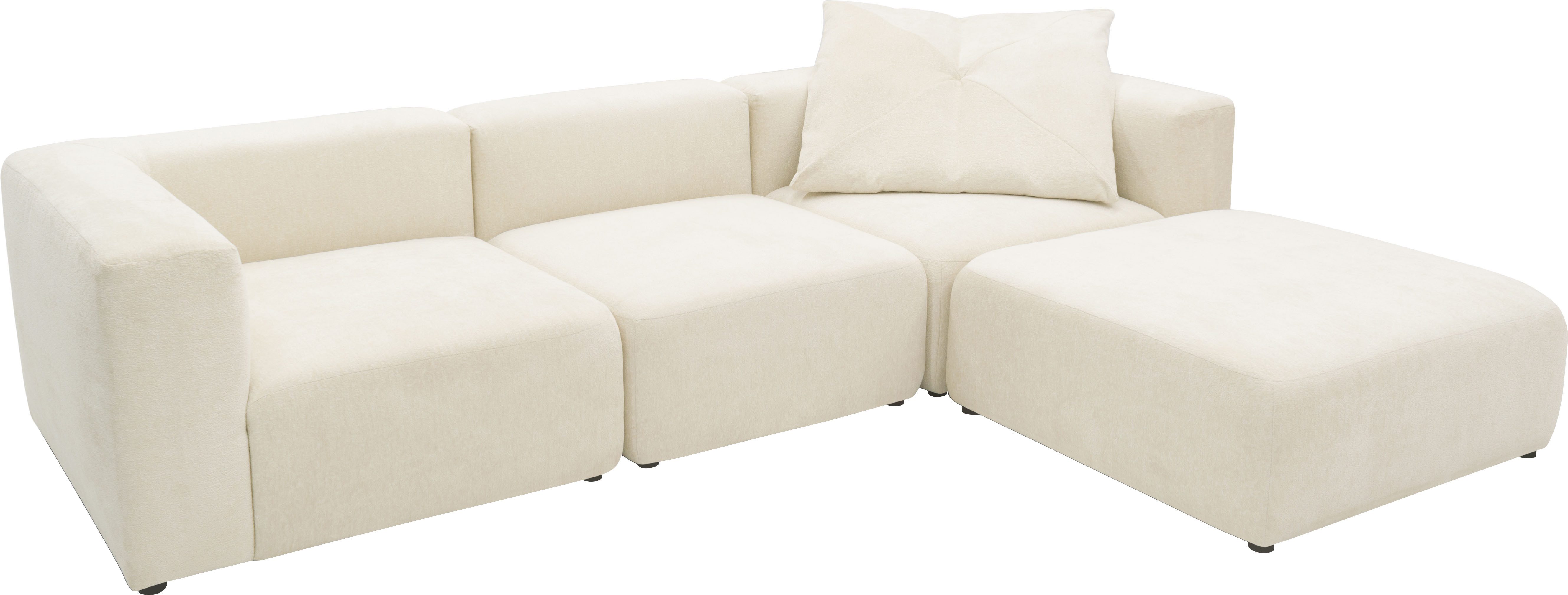 Home affaire 3-Sitzer Utvik kann individuell zusammengestellt werden, Modulsofa, bestehend aus 2 Eck-, 1 Mittelelement und 1 Hocker