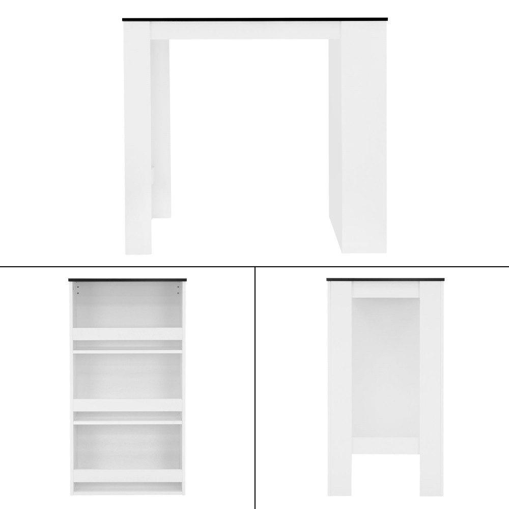 ML-DESIGN Bartisch Bistrotisch mit 3 Ablageflächen aus Holz Bartheke Küchen günstig online kaufen