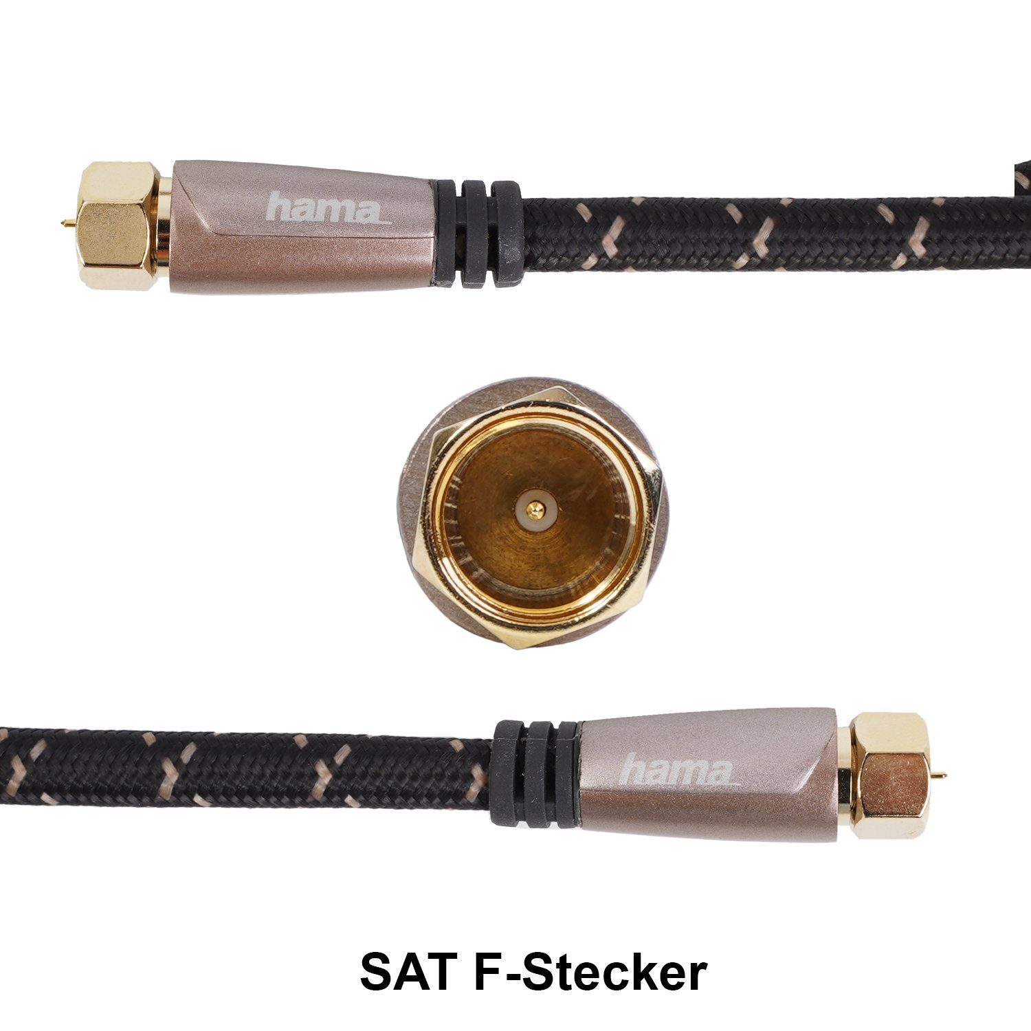 Hama 5m Sat-Kabel 120dB 8K 4K HD TV Antennen-Kabel Video-Kabel, F-Stecker, Kein (500 cm), Ultra-HD UHD HDR+ HDR 120db Koax-Kabel Koaxial-Kabel F-Stecker