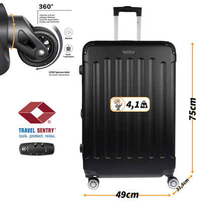 Christian Wippermann Business-Trolley XL großer Koffer Reisekoffer mit Dehnfuge, 4 Rollen, mit TSA-Schloss