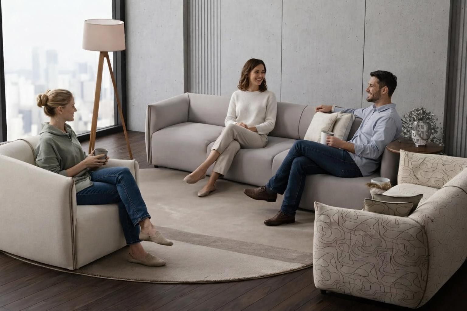 Xlmoebel Polstergarnitur Modernes Mehrfarbiges Designer-Sofa für Ihr Wohnzimmer, (Polstergarnitur, 3-tlg., 3-Sitzer), Made in Europa