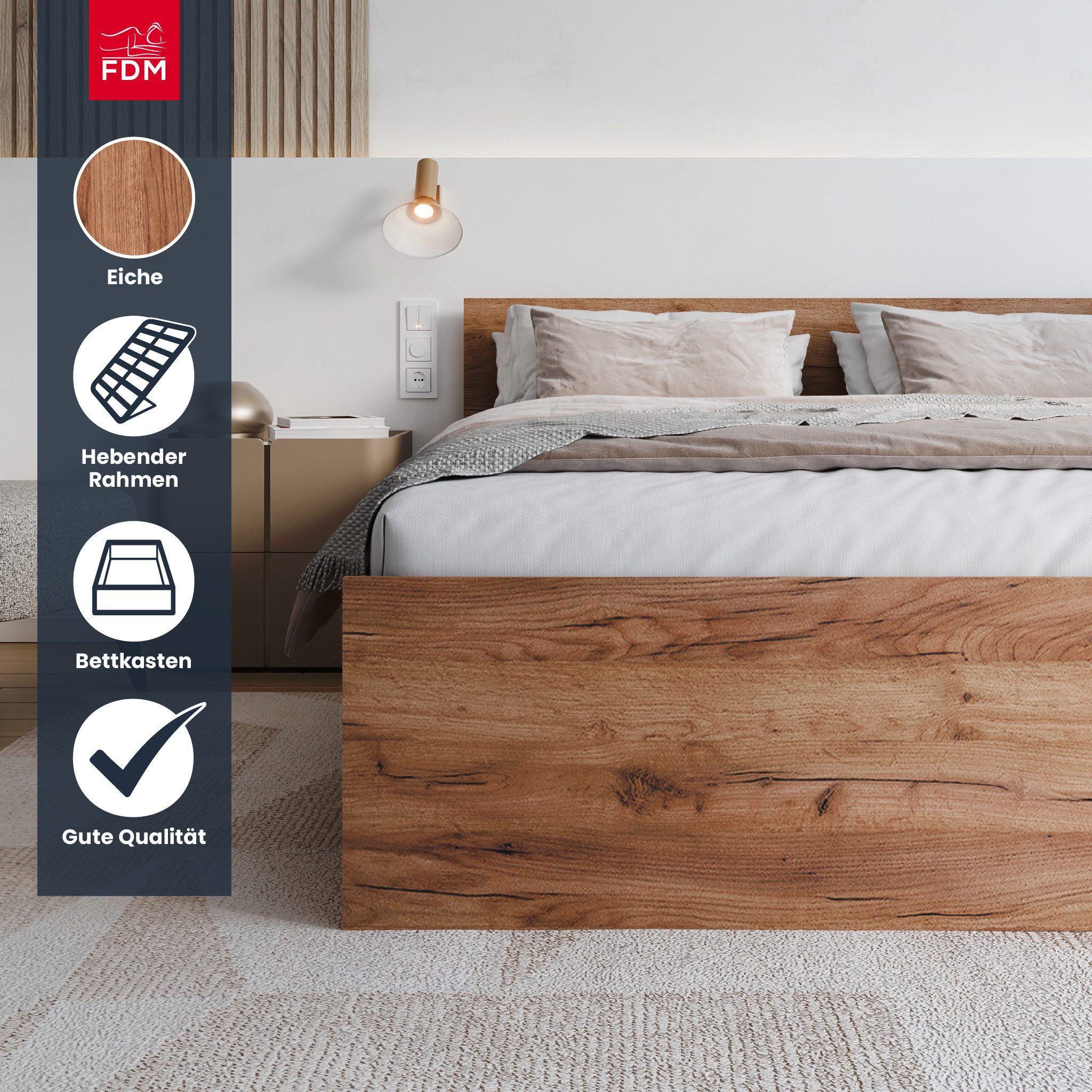FDM Stauraumbett PANAMA SP modernes Bett Lattenrost Bettkasten pflegeleicht MADE IN EU (verfügbar 90x200 120x200 140x200 160x200 180x200cm, Bettrahmen, Bett, mi – Bild 5 von 5