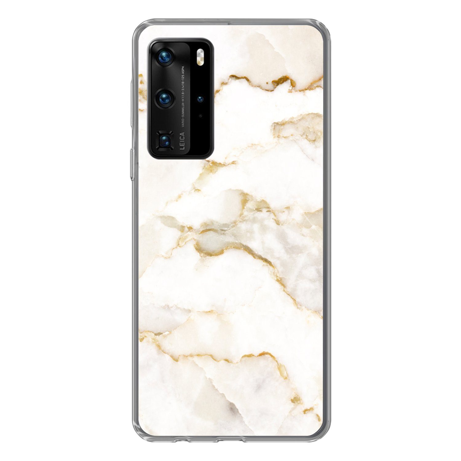 MuchoWow Handyhülle für Huawei P40 Pro Marmor - Limette - Gold - Luxus - Marmoroptik - Wei, Handy Case, Silikon, Bumper Case Dünn