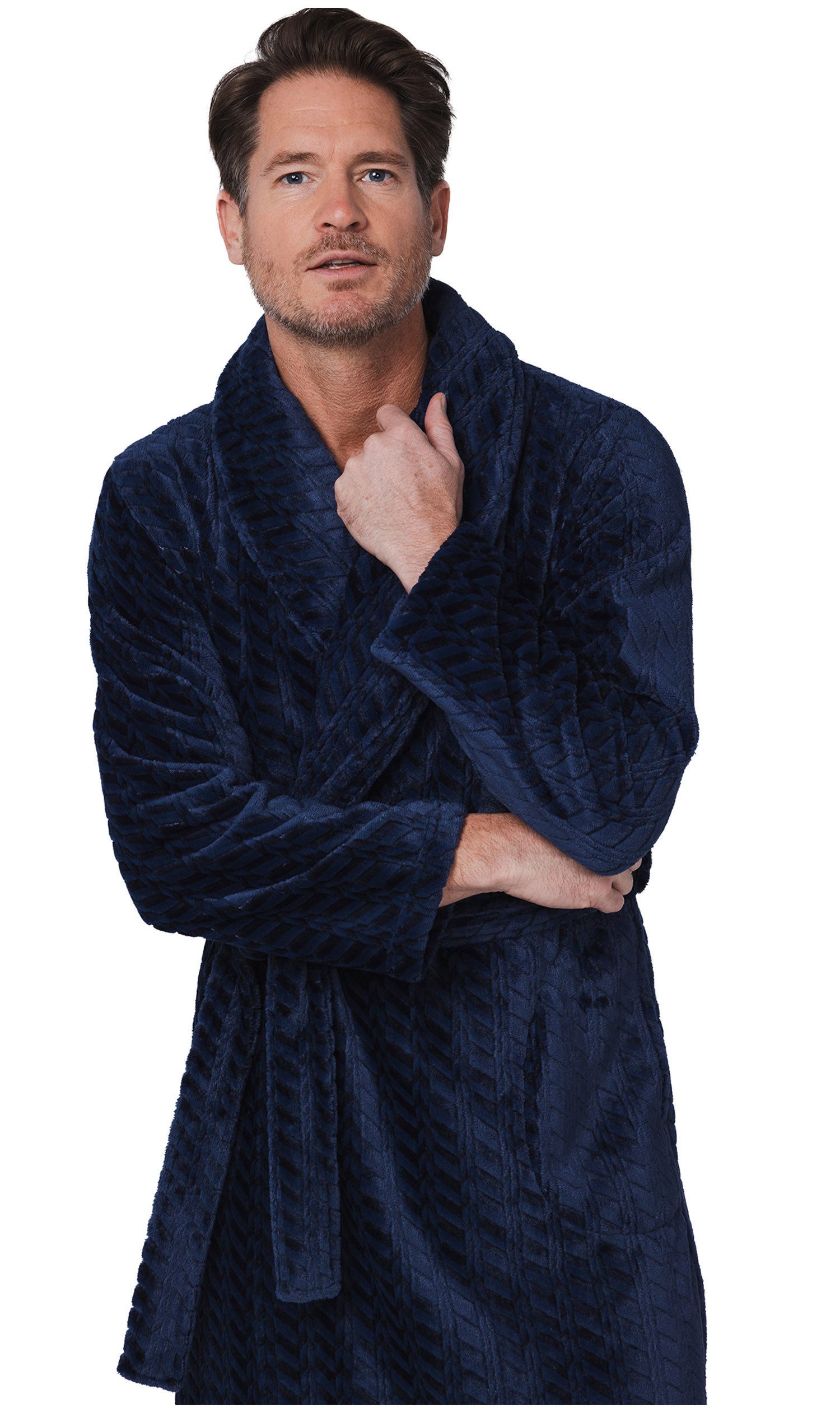 Pastunette Herrenbademantel Kuscheliger Herren Morgenmantel Fleece Qualität, Polyester, Schalkragen, Gürtel, Klassisches Design