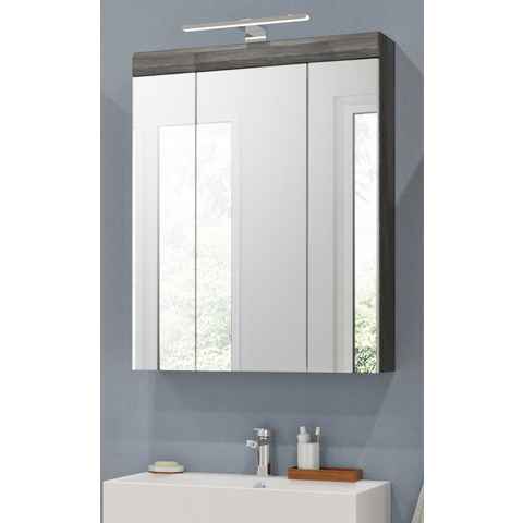 xonox.home Badezimmerspiegelschrank Scout (Badschrank grau Rauchsilber, BreitexHöhe 60x79 cm) 3-türig