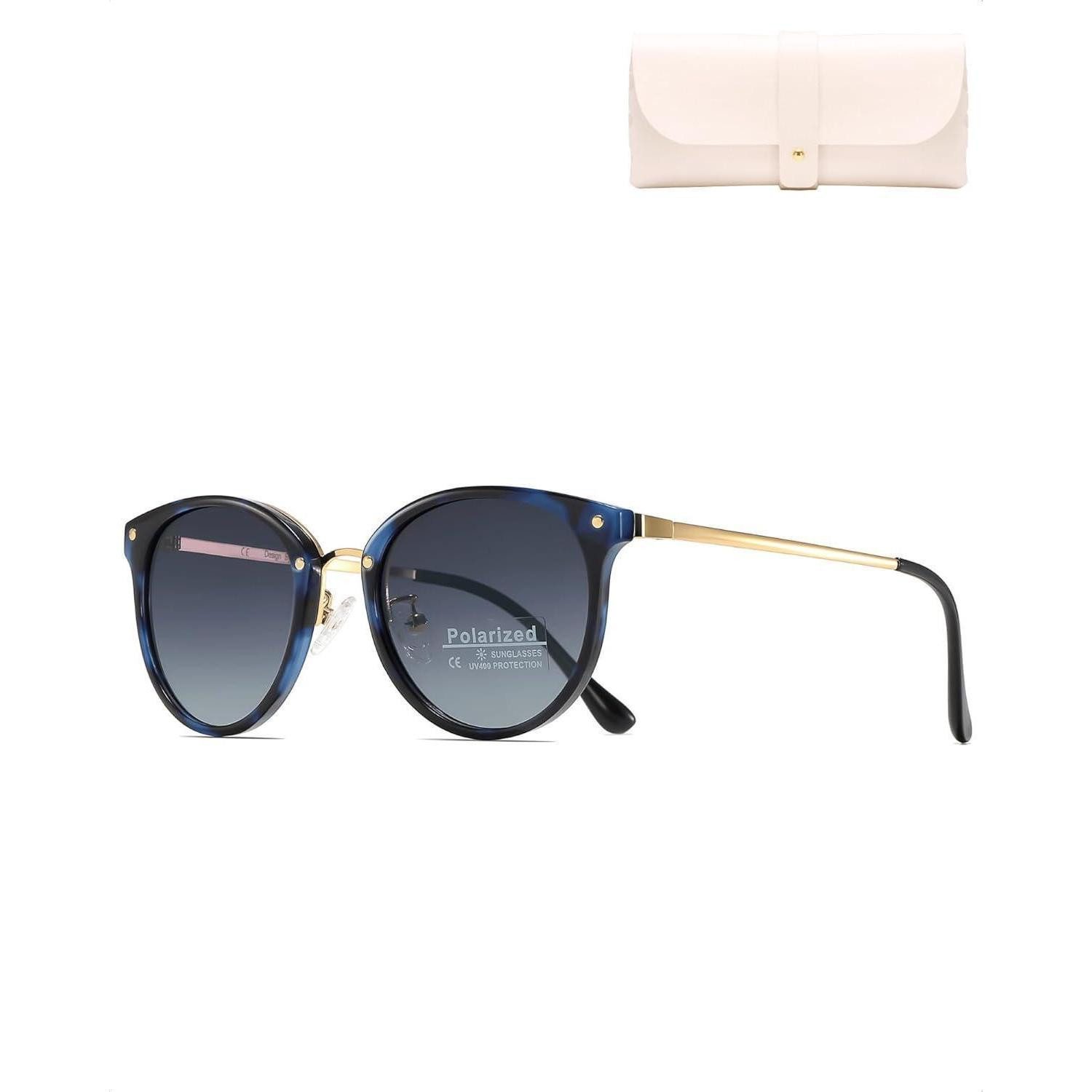 LuxusKollektion Retrosonnenbrille Sonnenbrille polarisierte Schwarz Lens & Blau-gold Brillengestell