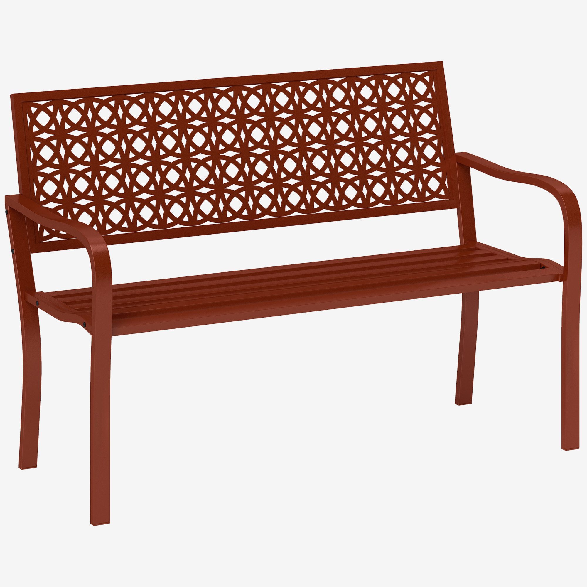 MC Star Gartenbank 2-Sitzer, wetterfest Sitzbank, Gartenmöbel mit Rücken- & Armlehnen (Parkbank 240kg belastbar, Balkonbank für Balkon Terrasse, Garten, 127 x 63 x 85cm, Rot)
