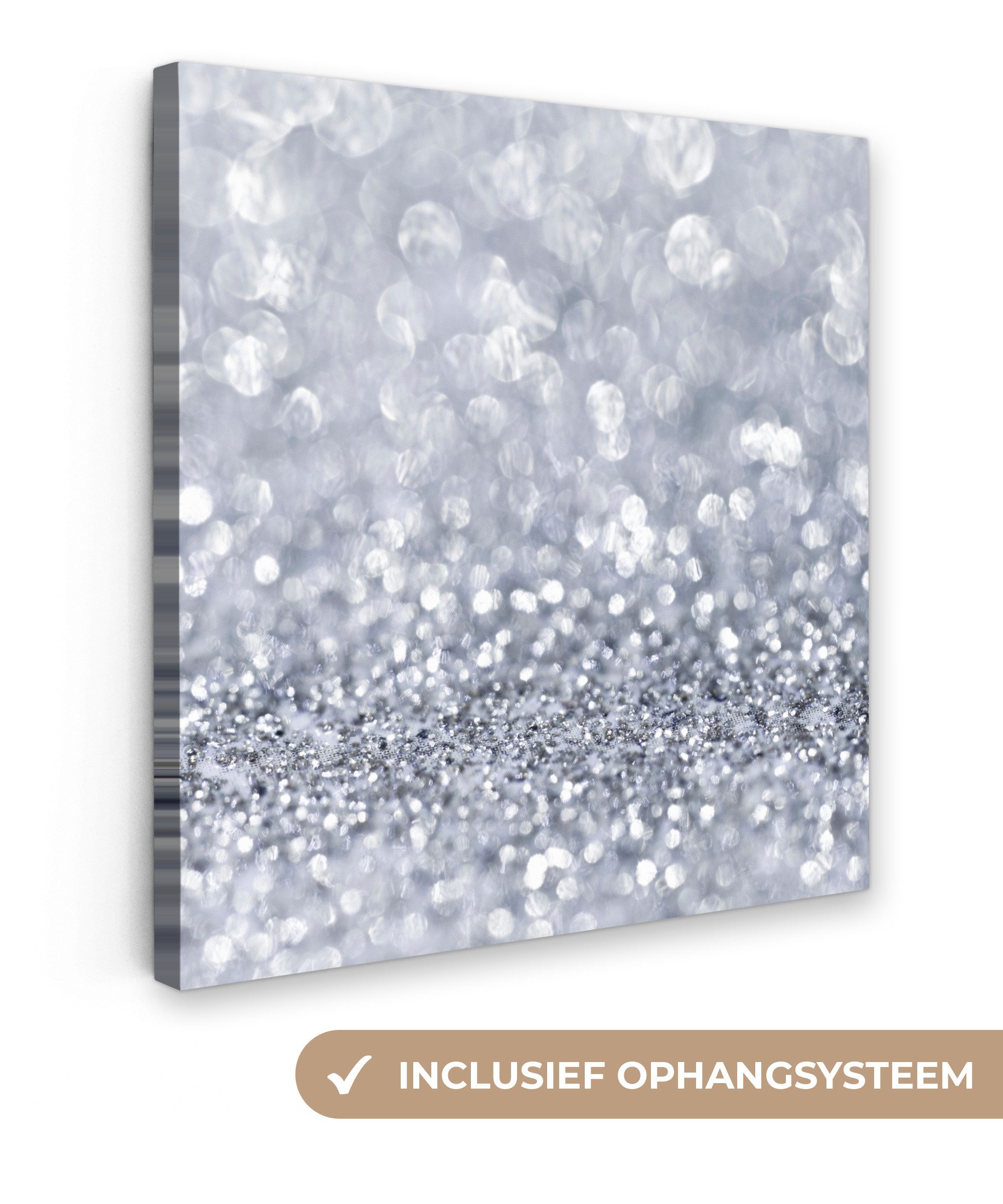 OneMillionCanvasses® Leinwandbild Silber glitzert, Fotodruck (1 St), Wandbild, Deko Schlafzimmer Wohnzimmer Flur 20x20 cm