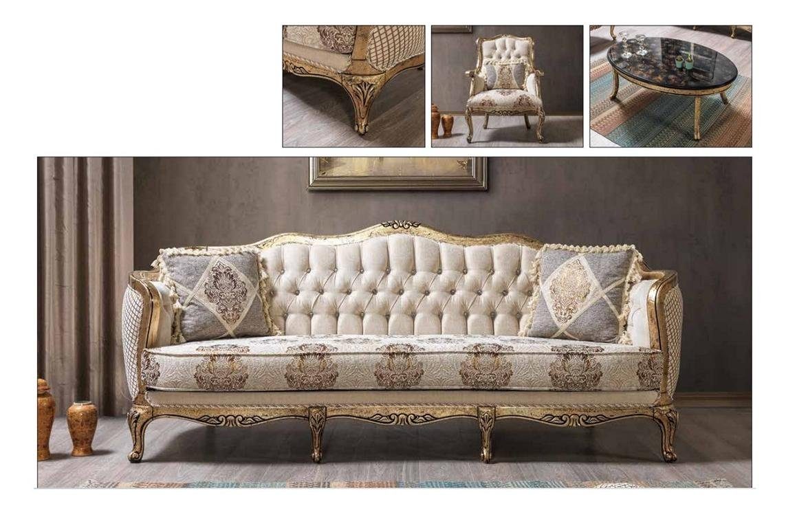JVmoebel Wohnzimmer-Set Luxus Sofagarnitur 3+1+1 Sitzer Couchtisch Sofas Sitzer Stoff Neu
