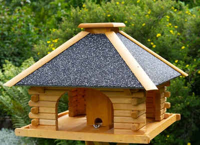 DSH DEKO SHOP HANNUSCH Vogelhaus Futterhaus, Vogelhaus mit Strukturputzdach, Ständer und Solar wählbar