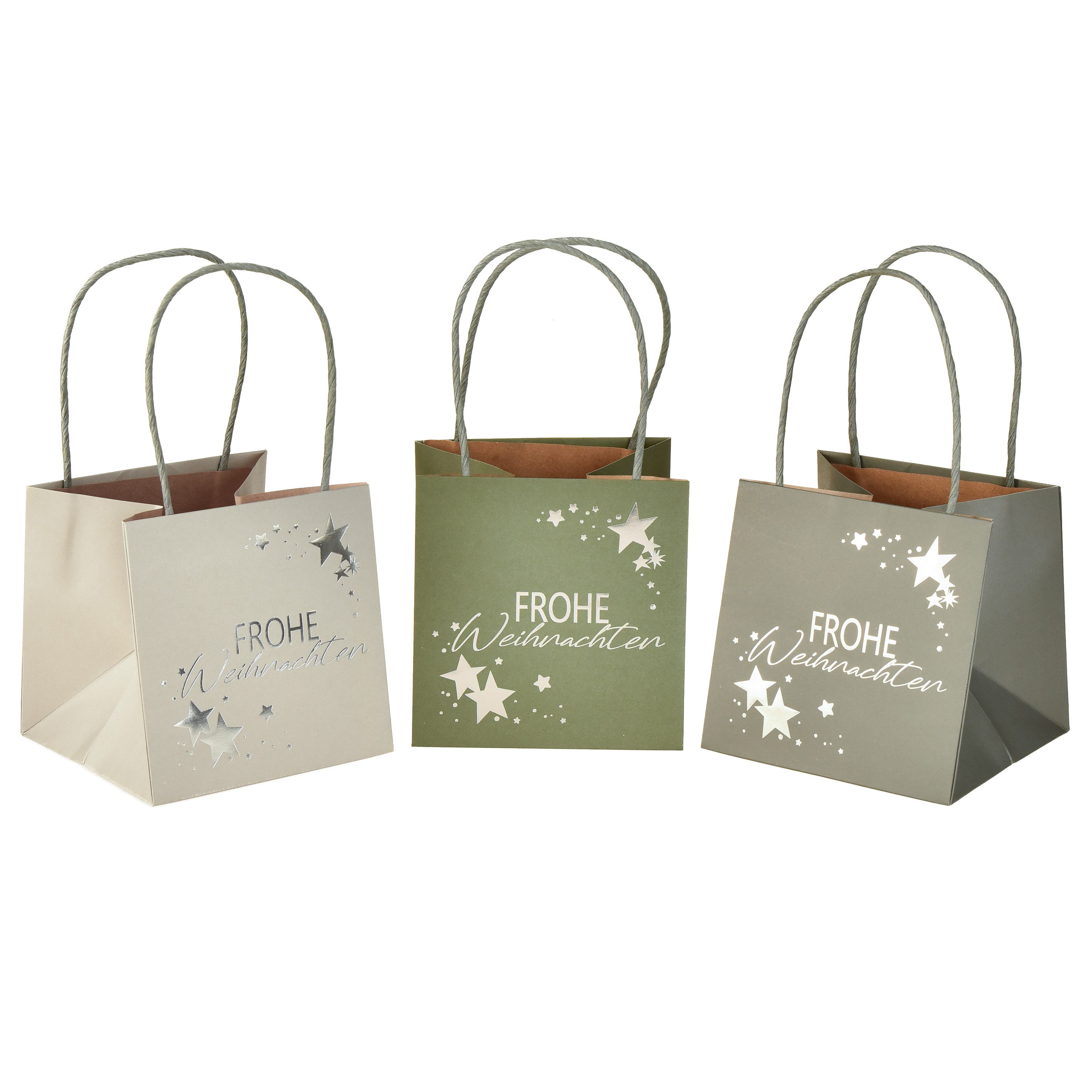 Viana Tragetasche Geschenktüte Weihnachten Papier 12cm 6er-Set nachhaltig, 6 Stück