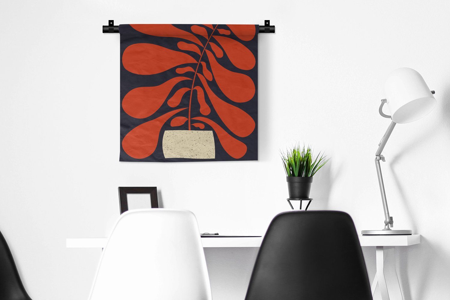MuchoWow Wanddekoobjekt Vase, - Pflanze Kleid, Wandbehang, - Wohnzimmer, Rot Abstrakt für - Wanddeko Schlafzimmer, Kinderzimmer