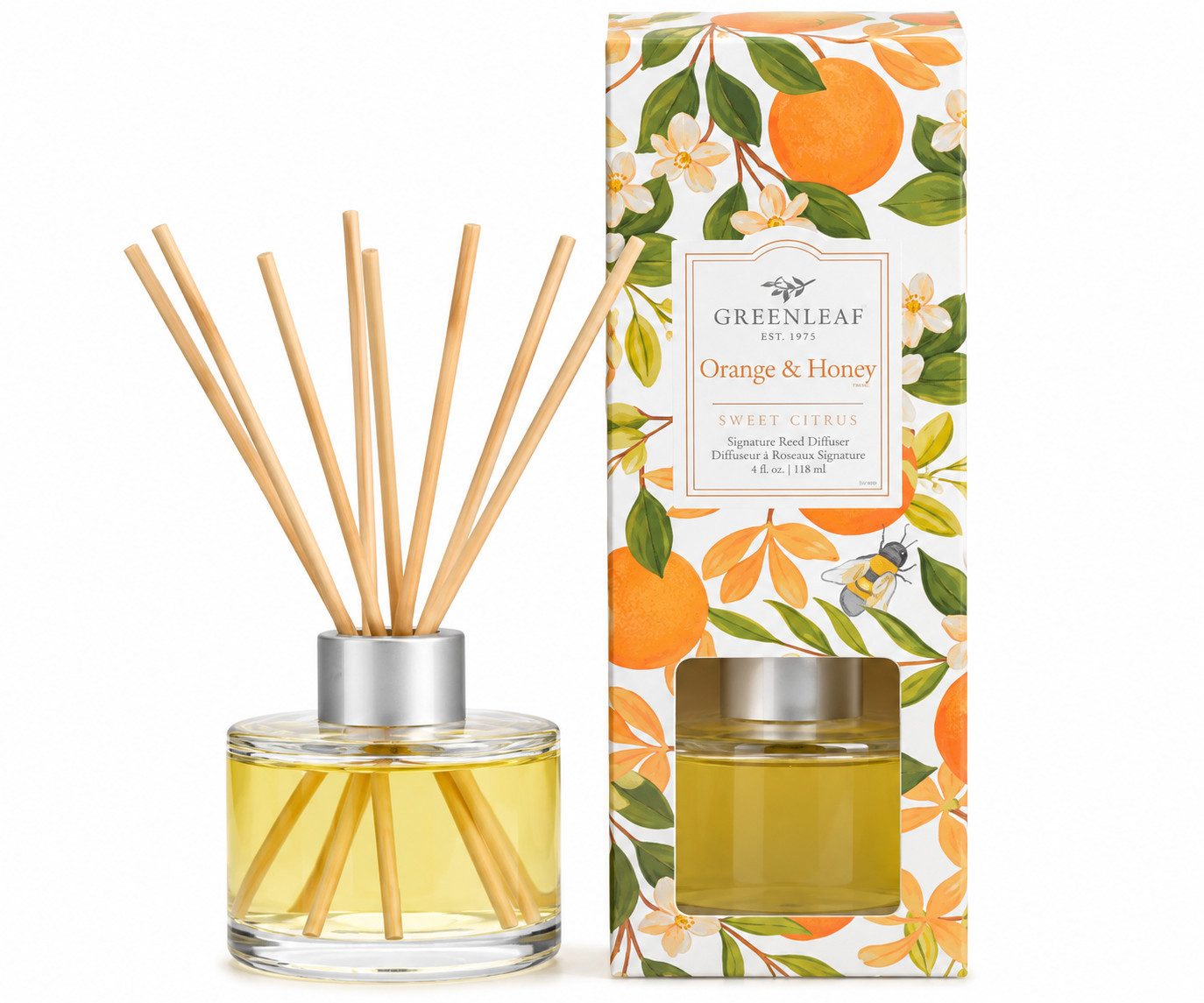 Greenleaf Raumduft Orange & Honey 118 ml (1-St), Greenleaf – Aromatischer Reed Diffuser