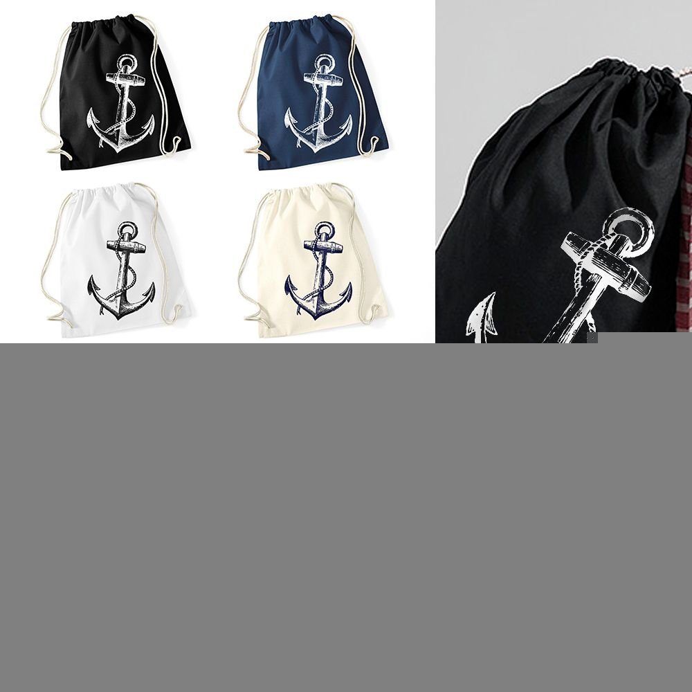 Autiga Turnbeutel Turnbeutel Anker Hipster Beutel Tasche Anchor Jutebeutel Beuteltasche