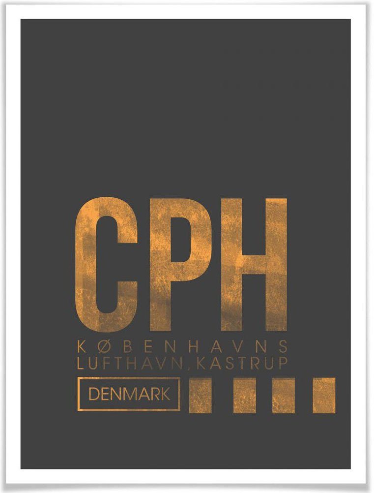 CPH Poster, Flughafen Wandbild Wandbild, Poster Flughafen (1 Wandposter Wall-Art Kopenhagen, St), Bild,
