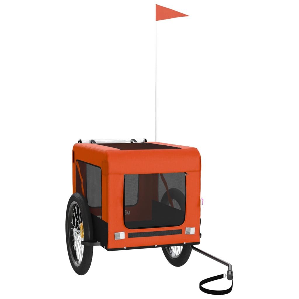 Fahrradhundeanhänger 45 kg Fahrradanhänger Hunde Orange und Schwarz Oxford-Gewebe Eisen