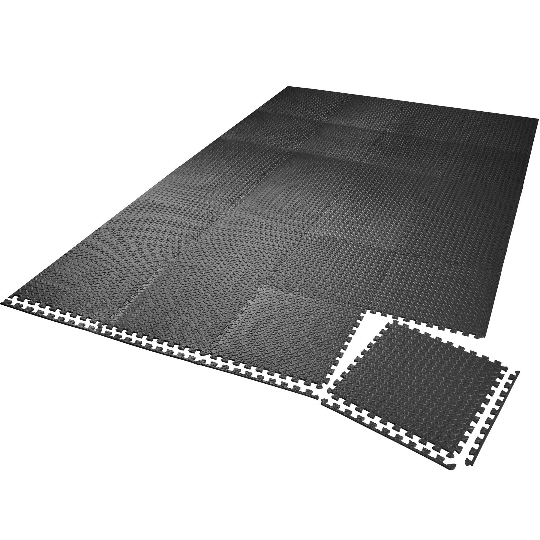 tectake Bodenschutzmatte Bodenschutzmatte 24-tlg., 24er Set mit 48 Randstücken schwarz
