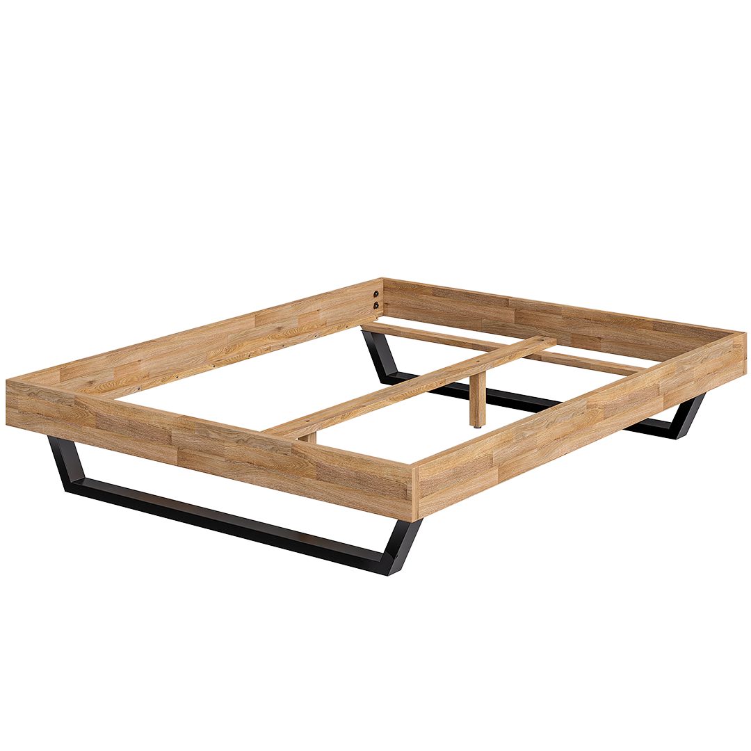 skølm Massivholzbett Alver aus Eiche, natur geölt, mit Metallkufen, natur geölt, verfügbar in 120/140/160/180 x 200 cm – Bild 2 von 5