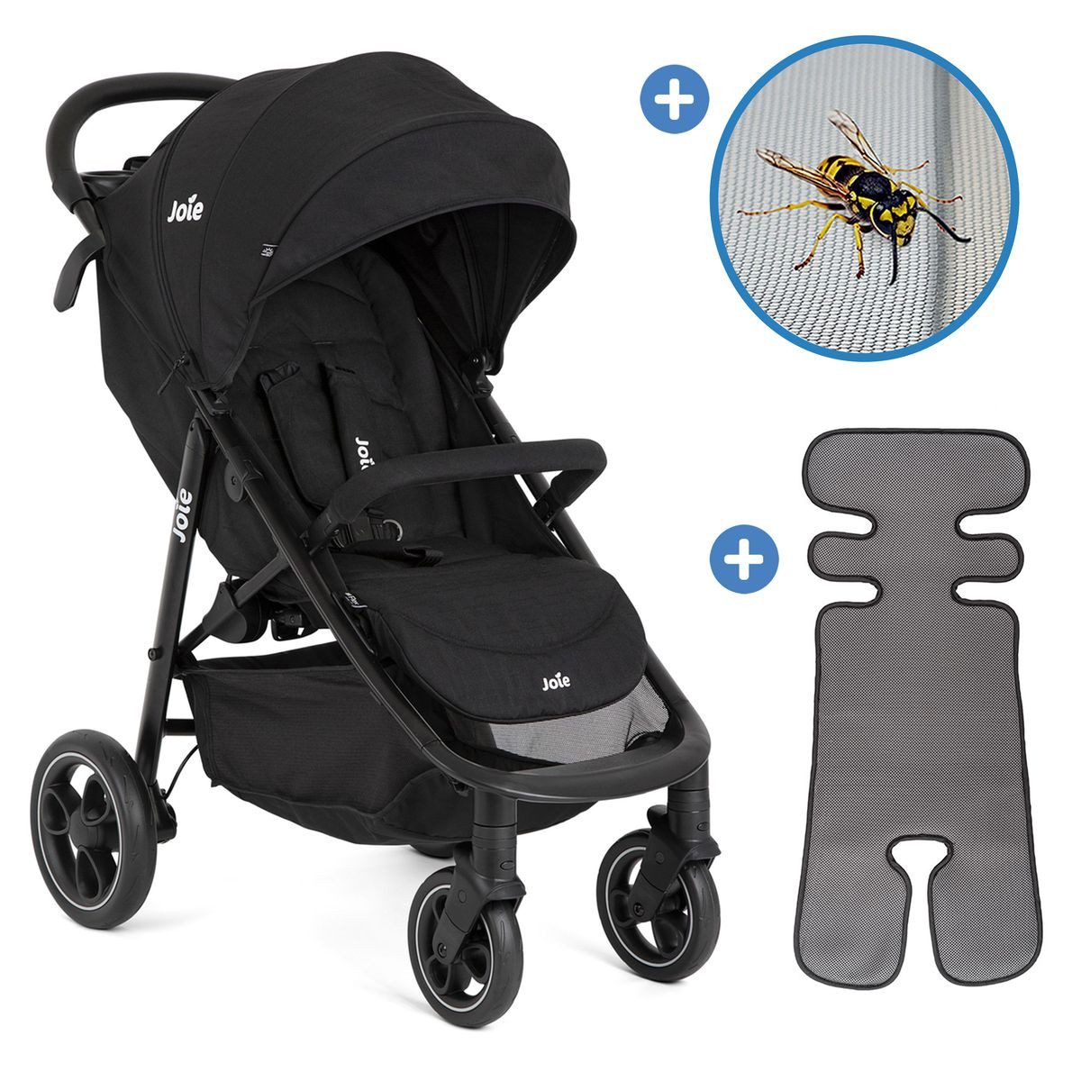 Joie Sportbuggy Litetrax - Shale, Sportwagen mit Liegefunktion, Sitzauflage & Insektenschutz bis 22 kg