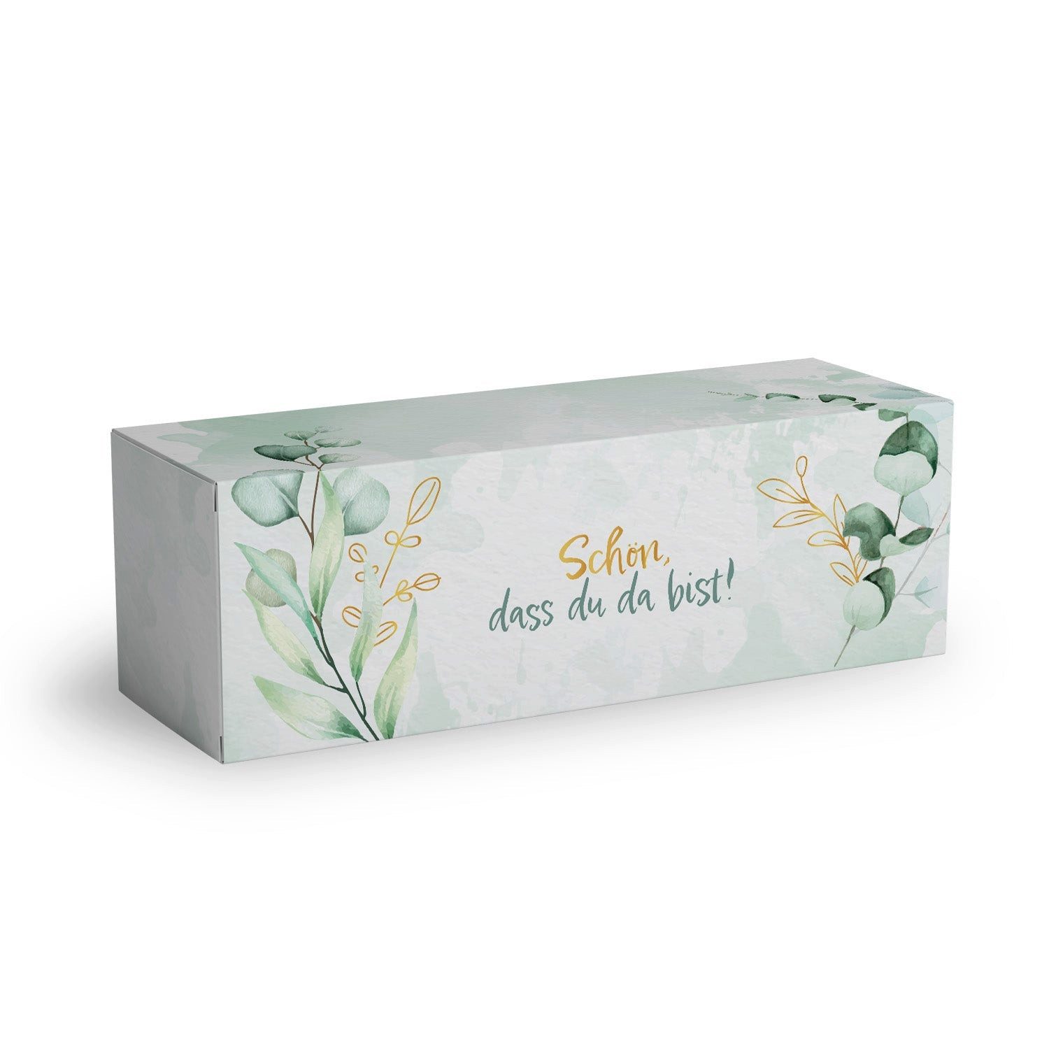 Logbuch-Verlag Dekofigur 10 Eukalyptus Geschenkboxen Schön, dass du da bist grün gold