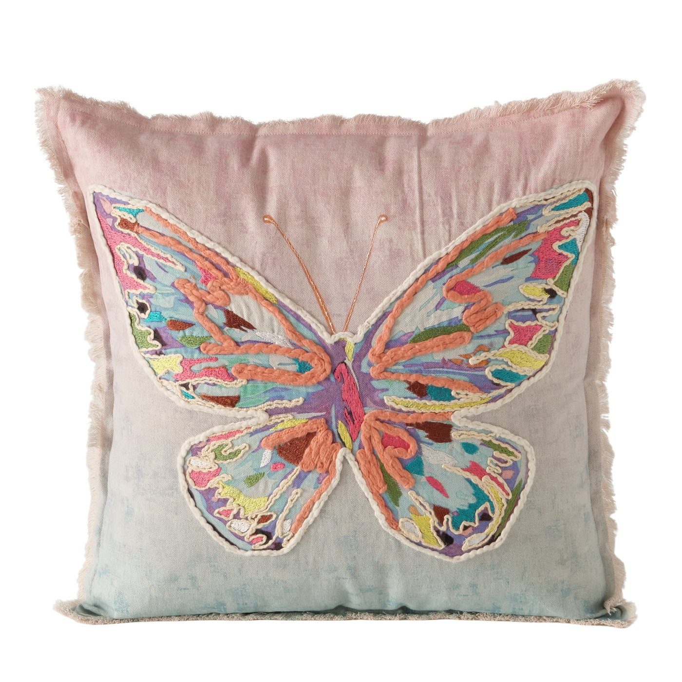 BOLTZE Dekokissen Kissen Schmetterling Baumwolle 45x45 cm Rosa Blau Papillon Dreams