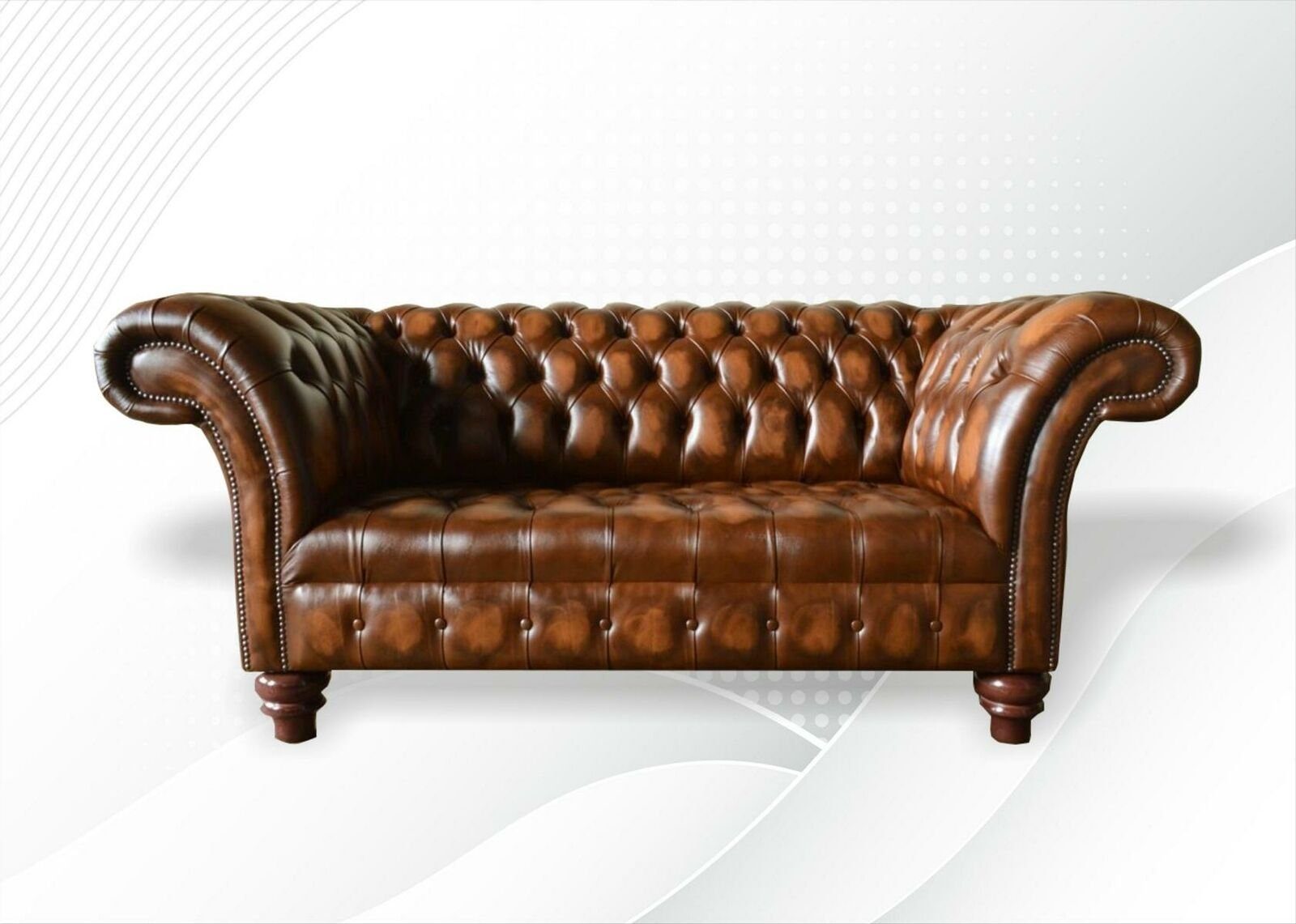JVmoebel Chesterfield-Sofa, Design Chesterfield Sofa 2 Sitzer Braun Couch Polster Sofas Wohnzimmer