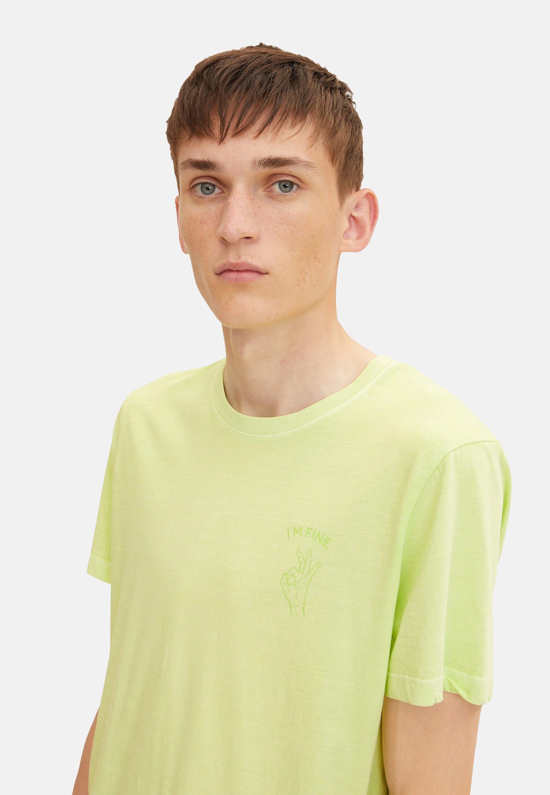 Kurzarmshirt grün Rundhals T-Shirt TAILOR TOM Printed T-Shirt