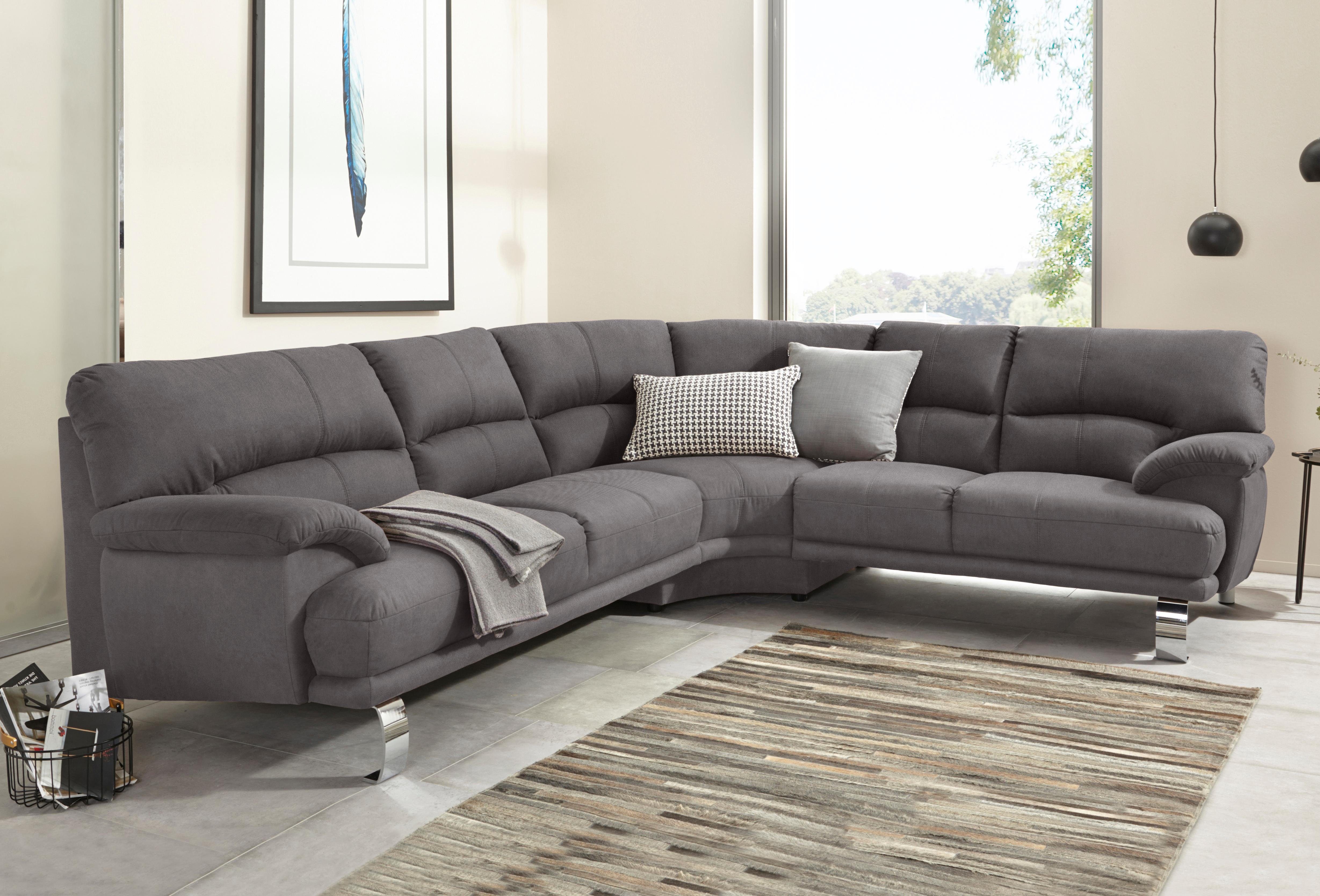 TRENDMANUFAKTUR Ecksofa Cecilia II, in italienischen Design, bequem, hoher Sitzkomfort, L-Form, extrabreite Armlehnen für noch mehr Sitzkomfort