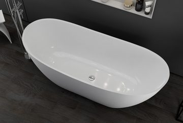 Bernstein Badewanne DALIA, (modernes Design / Acrylwanne / Sanitäracryl), freistehende Wanne / Weiß Glänzend / 170 cm x 72 cm / Acryl / Oval