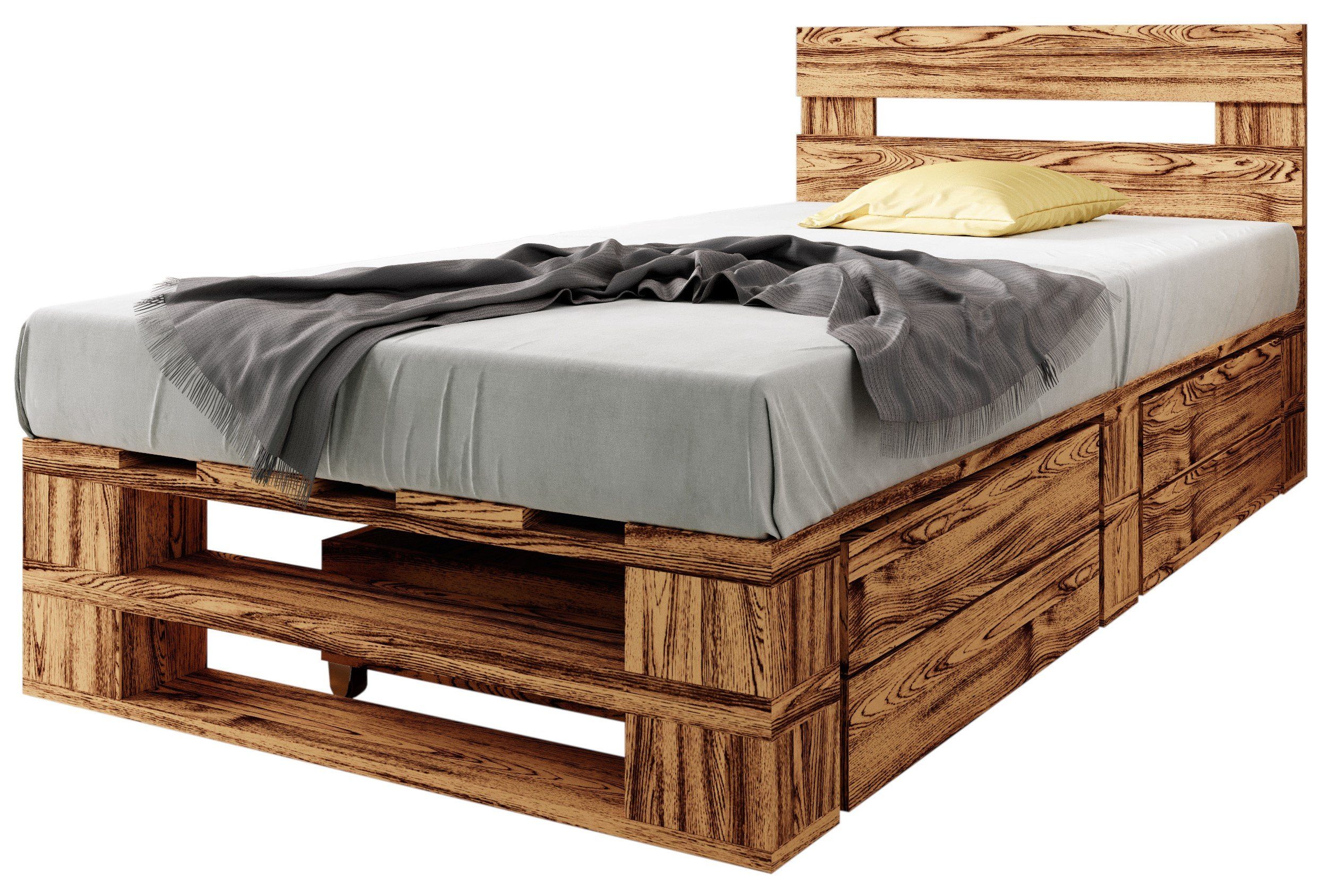 sunnypillow Palettenbett M2 aus Holz mit günstig online kaufen