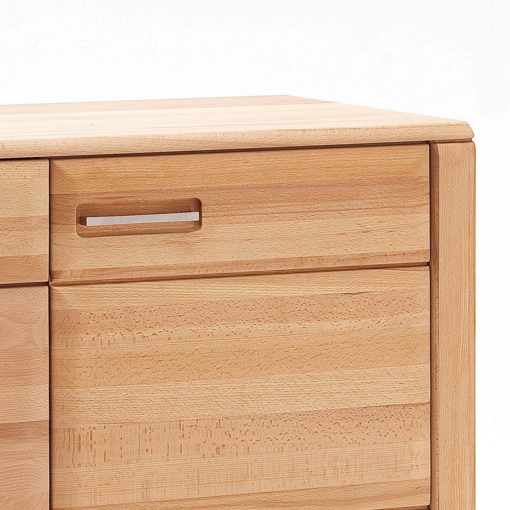Empinio24 Sideboard Sanremo, Breite 161 cm, Kernbuche teilmassiv, mit 2 Türen und 3 Schubladen