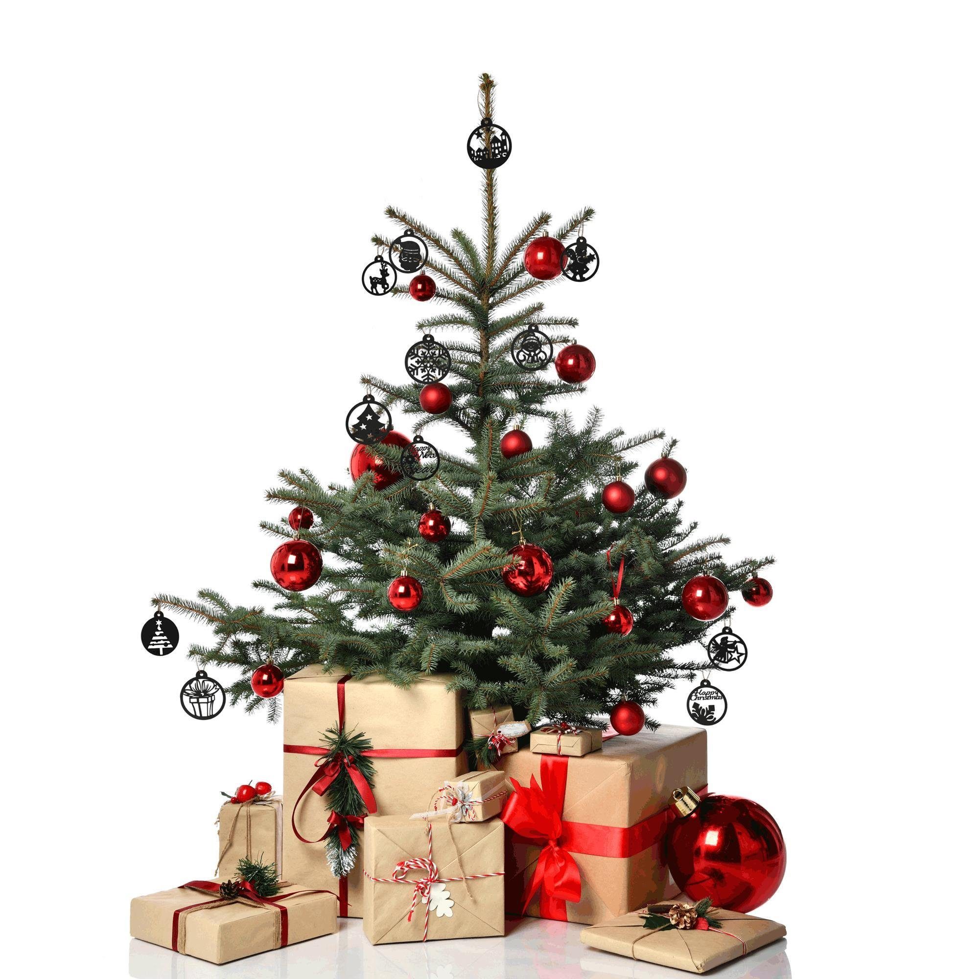 UNUS HOME Weihnachtsbaumkugel Weihnachtsanhänger Design Set, Weihnachtsbaumschmuck Christbaumschmuck verschiedene 12er Weihnachtsanhänger Schwarz