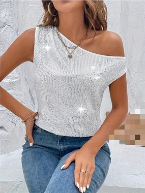 AFAZ New Trading UG One-Shoulder-Top Damen ärmelloses One-Shoulder-Sexy-T-Shirt für Damen